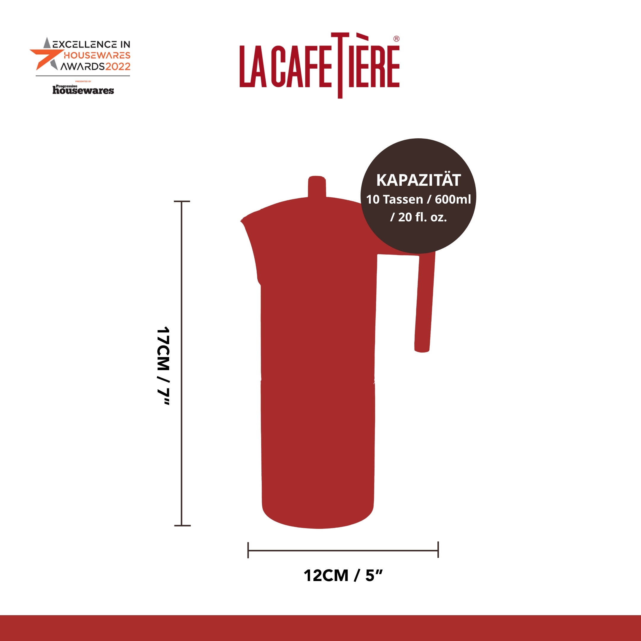 La Cafetière Espressokocher »La Cafetière«, 600 l Kaffeekanne, aus hochwertigem, rostfreiem Edelstahl mit induktionsgeeignetem Boden