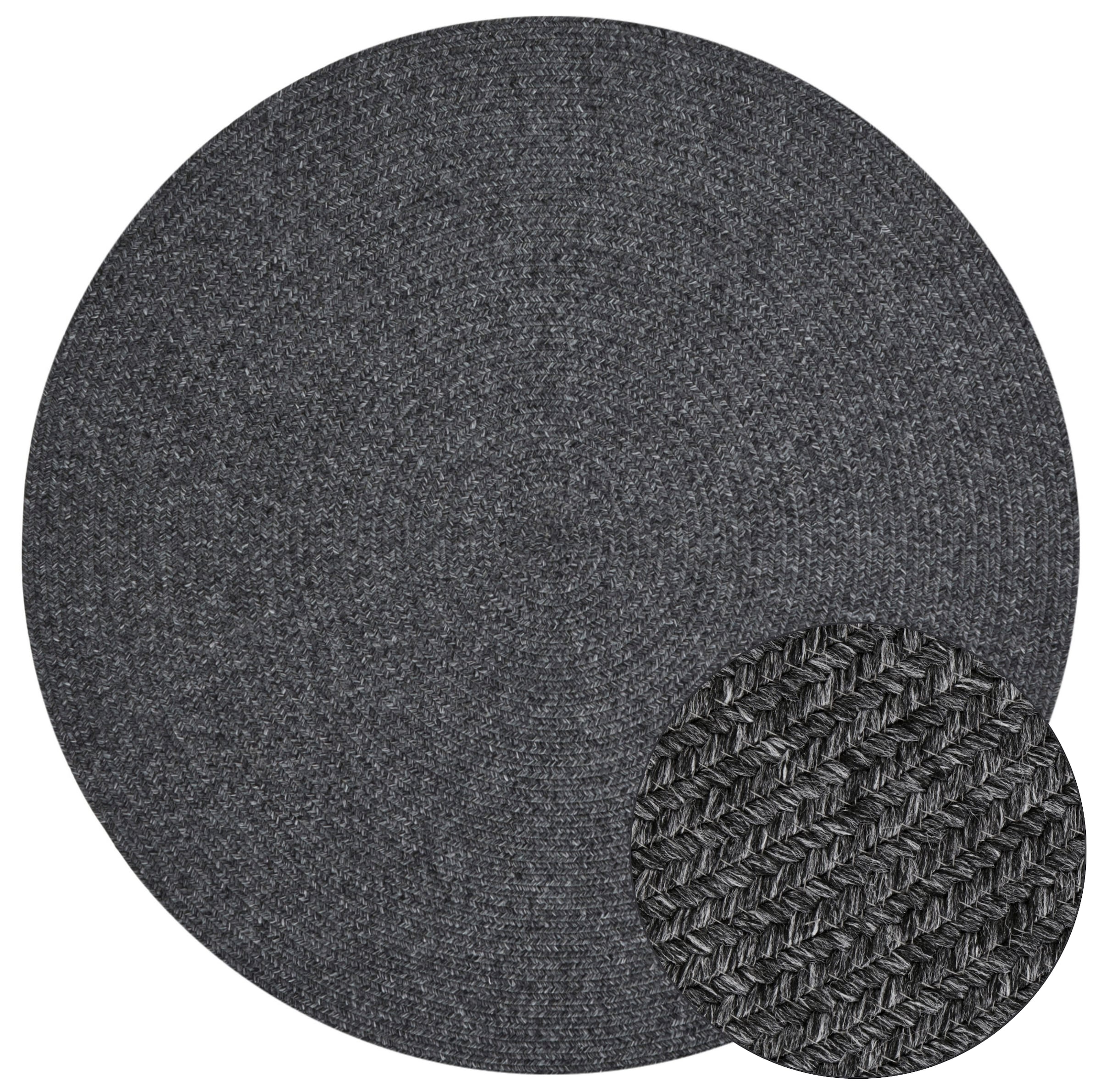 NORTHRUGS Teppich »Trenzado«, rund, 10 mm Höhe, In- & Outdoor, Handmade-Look, Gewebt, Wetterfest, Balkon, Wohnzimmer