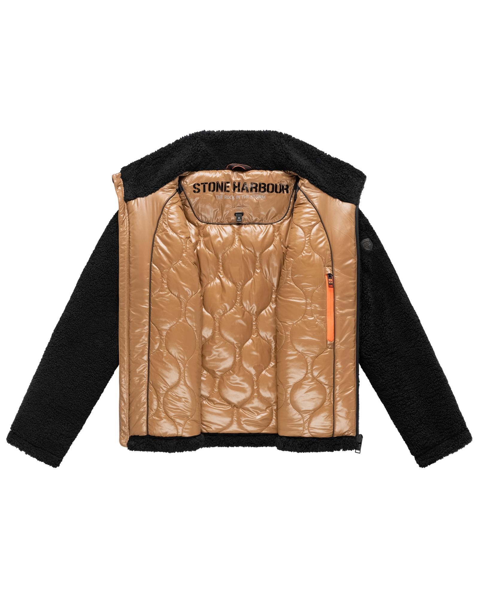 Stone Harbour Plüschjacke »Sorees XX« ohne Kapuze Warme Herren Winterjacke aus weichem Teddy-Fleece