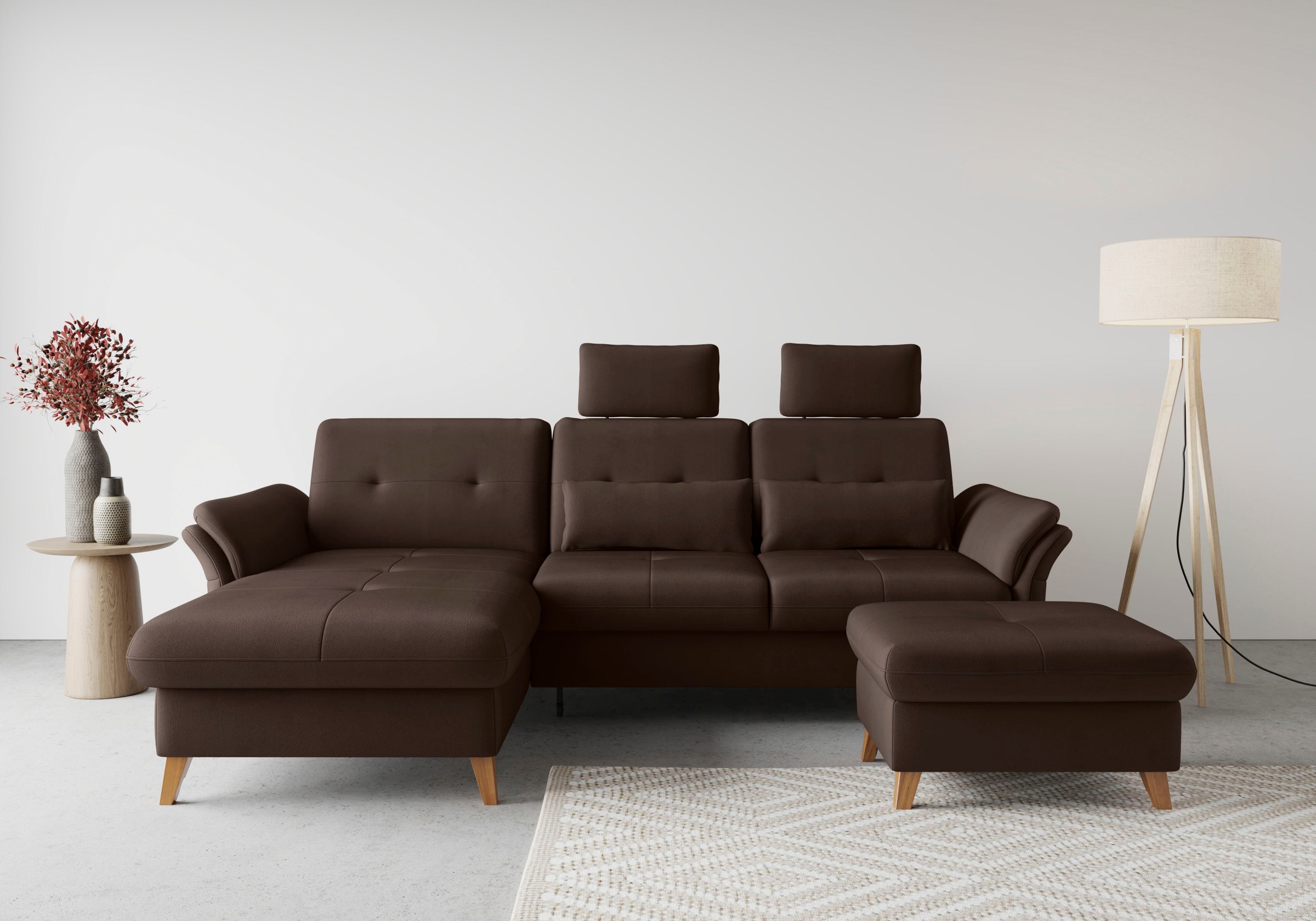 sit&more Ecksofa »Göteborg«, Sitztiefenverstellung und Federkern, wahlweise mit Bettfunktion