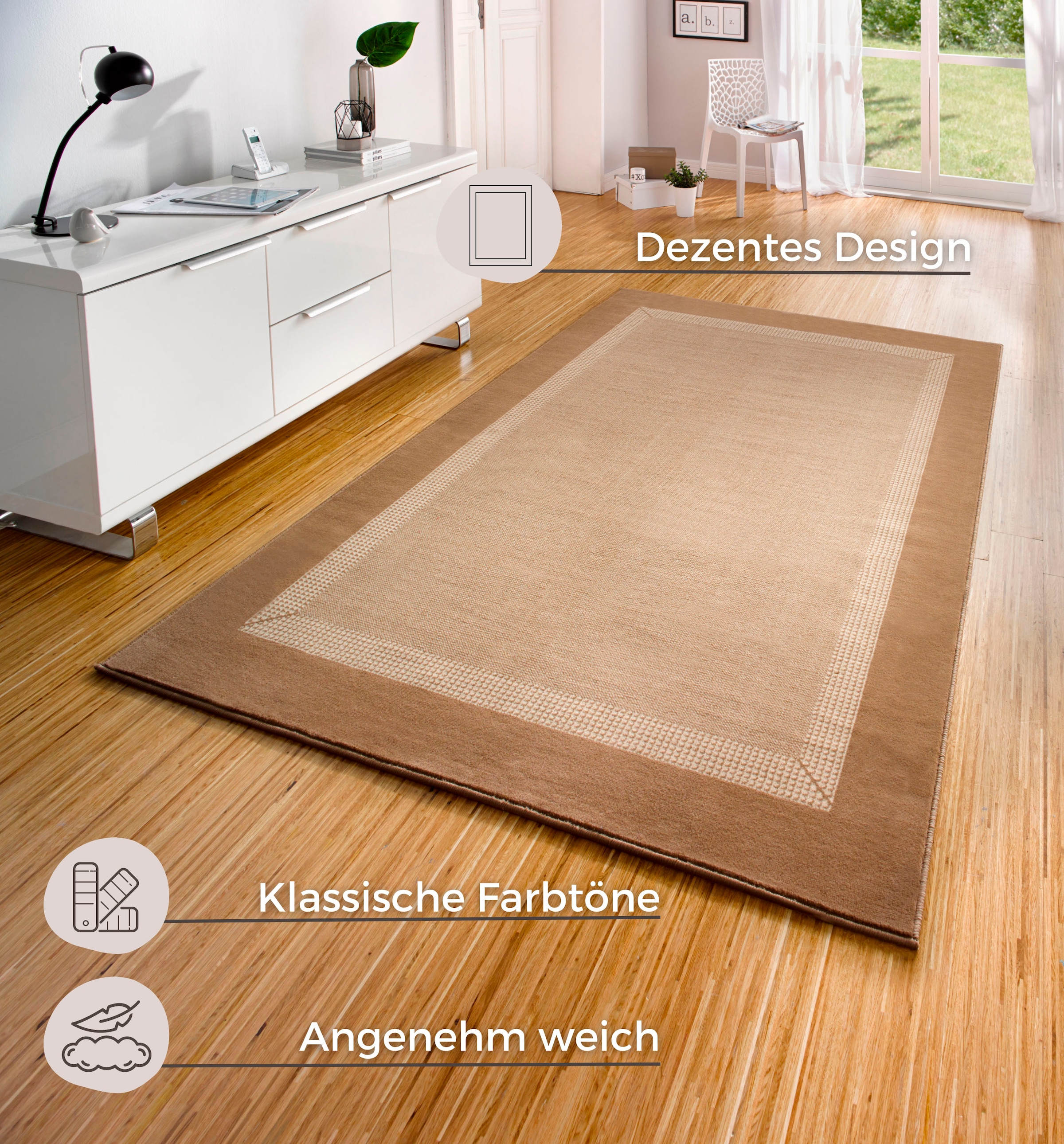 HANSE Home Teppich »Band«, rechteckig, 9 mm Höhe, Kurzflor, weich, Läufer Größen, Wohnzimmer, Schlafzimmer, Esszimmer