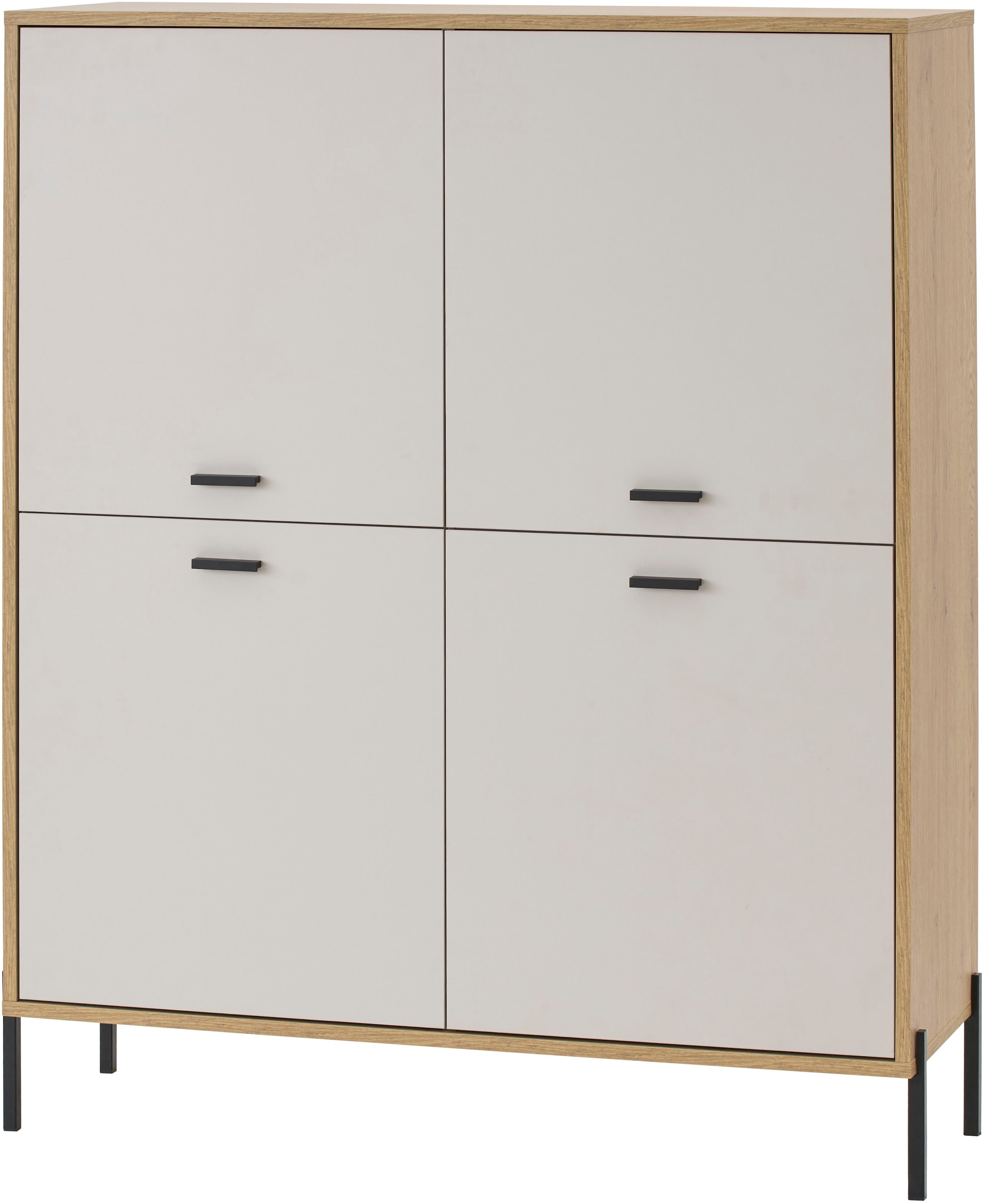 Home affaire Highboard »Fredericia, Hochkommode, modernder Stauraum in Kaschmir« zeitlos, schwarze Metallgriffe und -füße, ausreichend Stauraum
