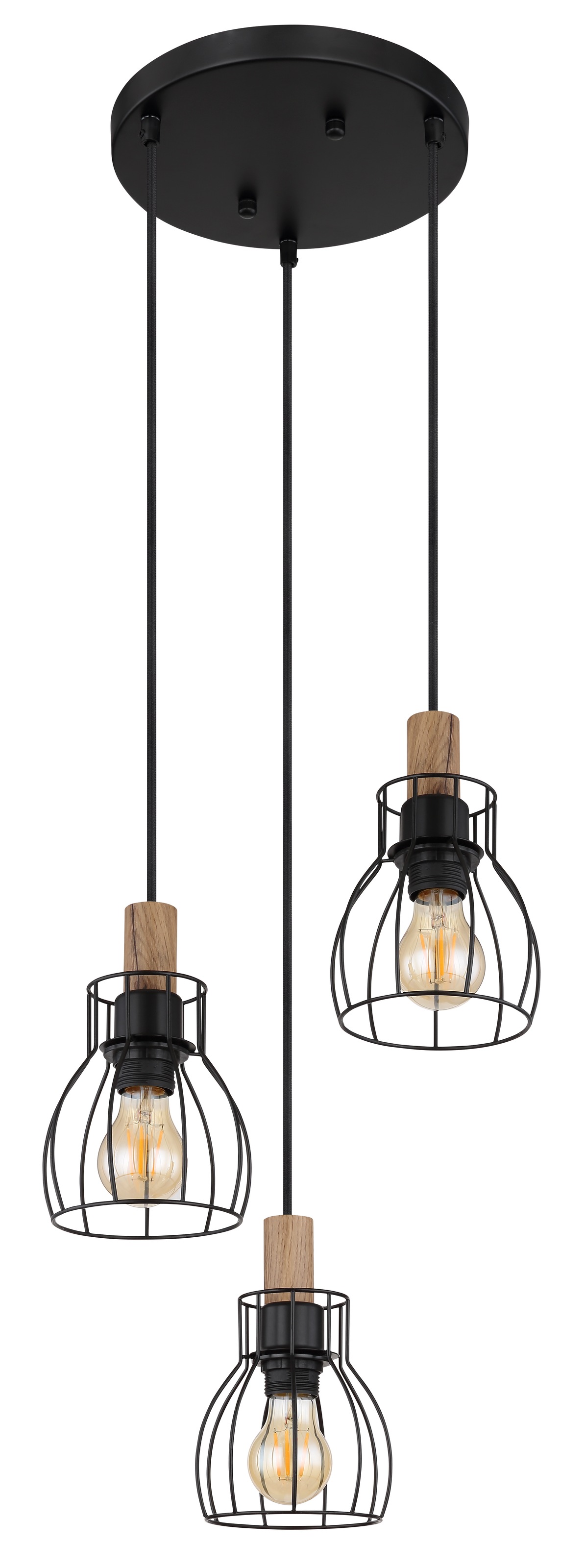 GLOBO LIGHTING Hängeleuchte »MINA« E27 1 Stk. Hängeleuchte Schwarz/Holz, Aluminiumstäbe, höhenverstellbar, E27