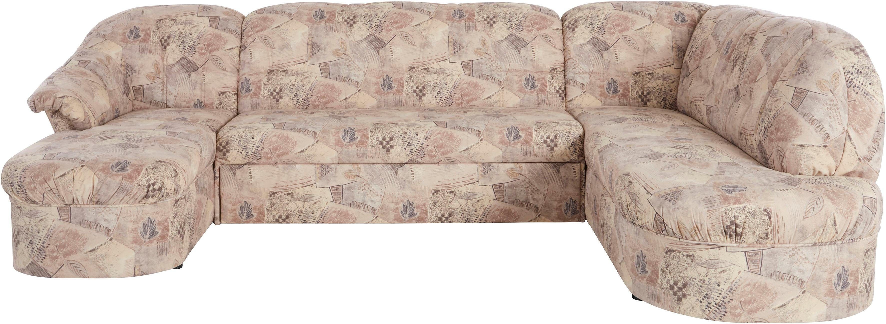 DOMO collection Wohnlandschaft "Pegnitz, zeitlos&modern, elegante Rückensteppung, Breite 292cm, U-Form" wahlweise mit Bettfunktion