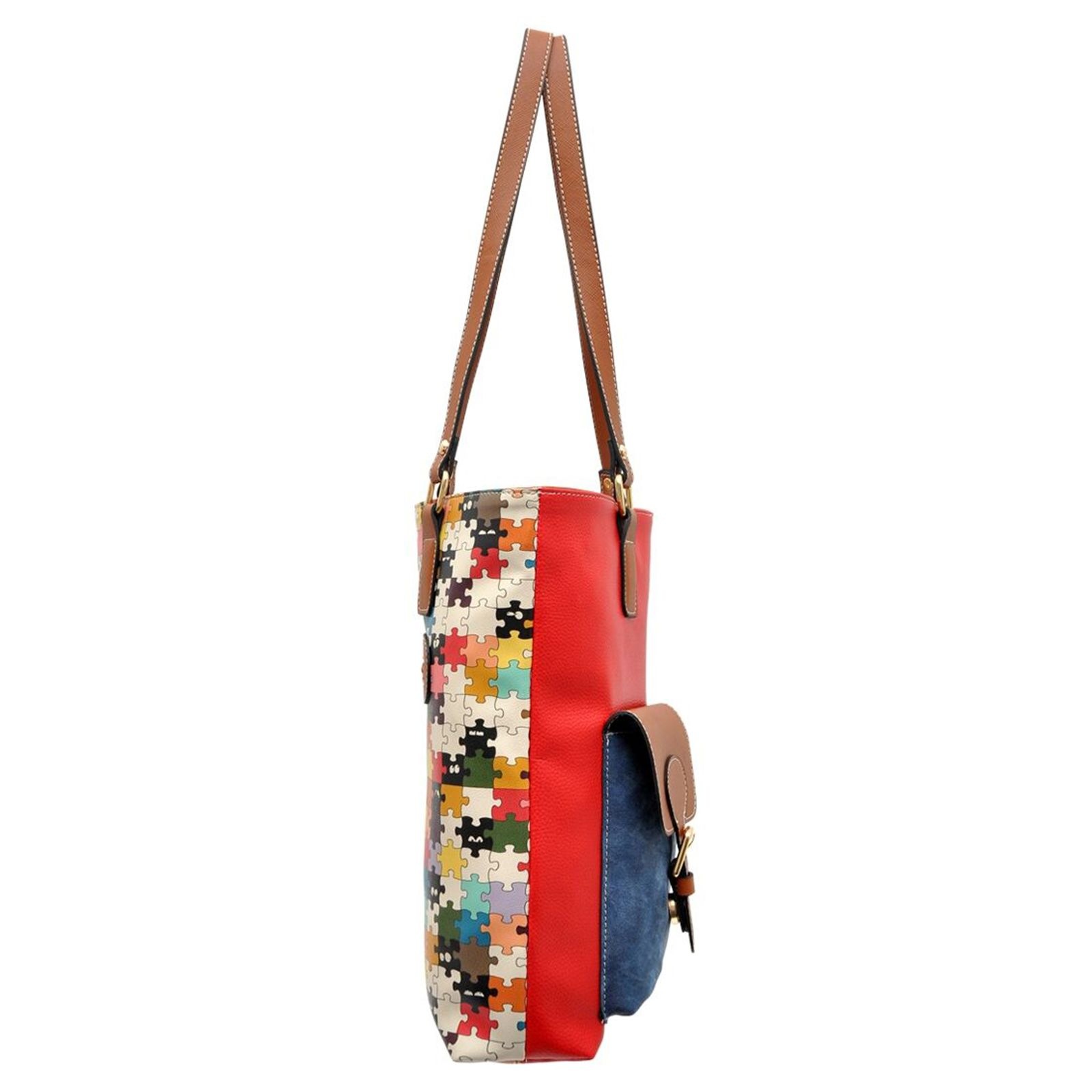 DOGO Umhängetasche »Multi Pocket Bag In The Puzzle Damen Handtaschen (Fashion) /«, Vegan