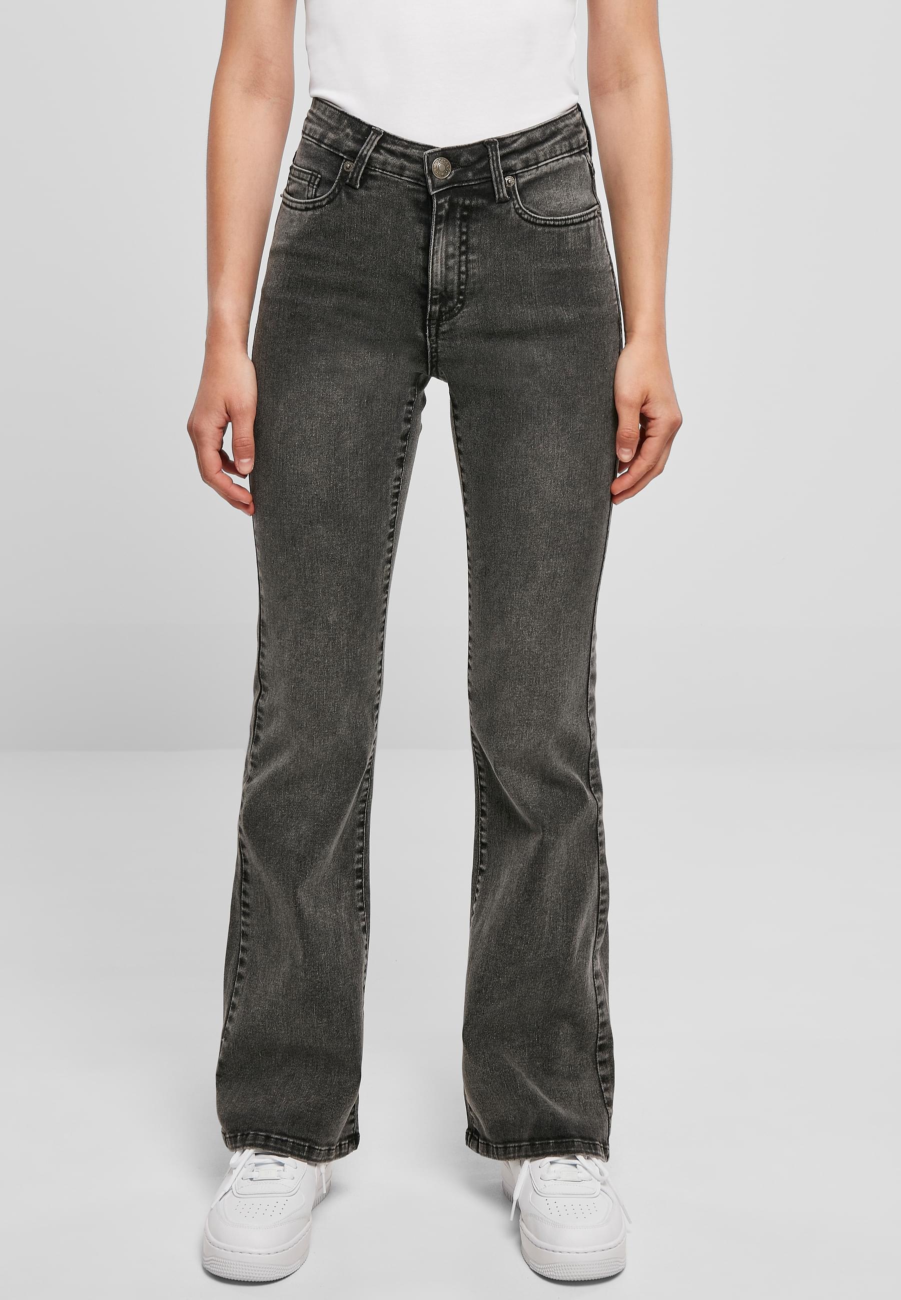 URBAN CLASSICS Bequeme Jeans »Urban Classics Damen Ladies High Waist Flared Denim Pants«, (1 tlg.)