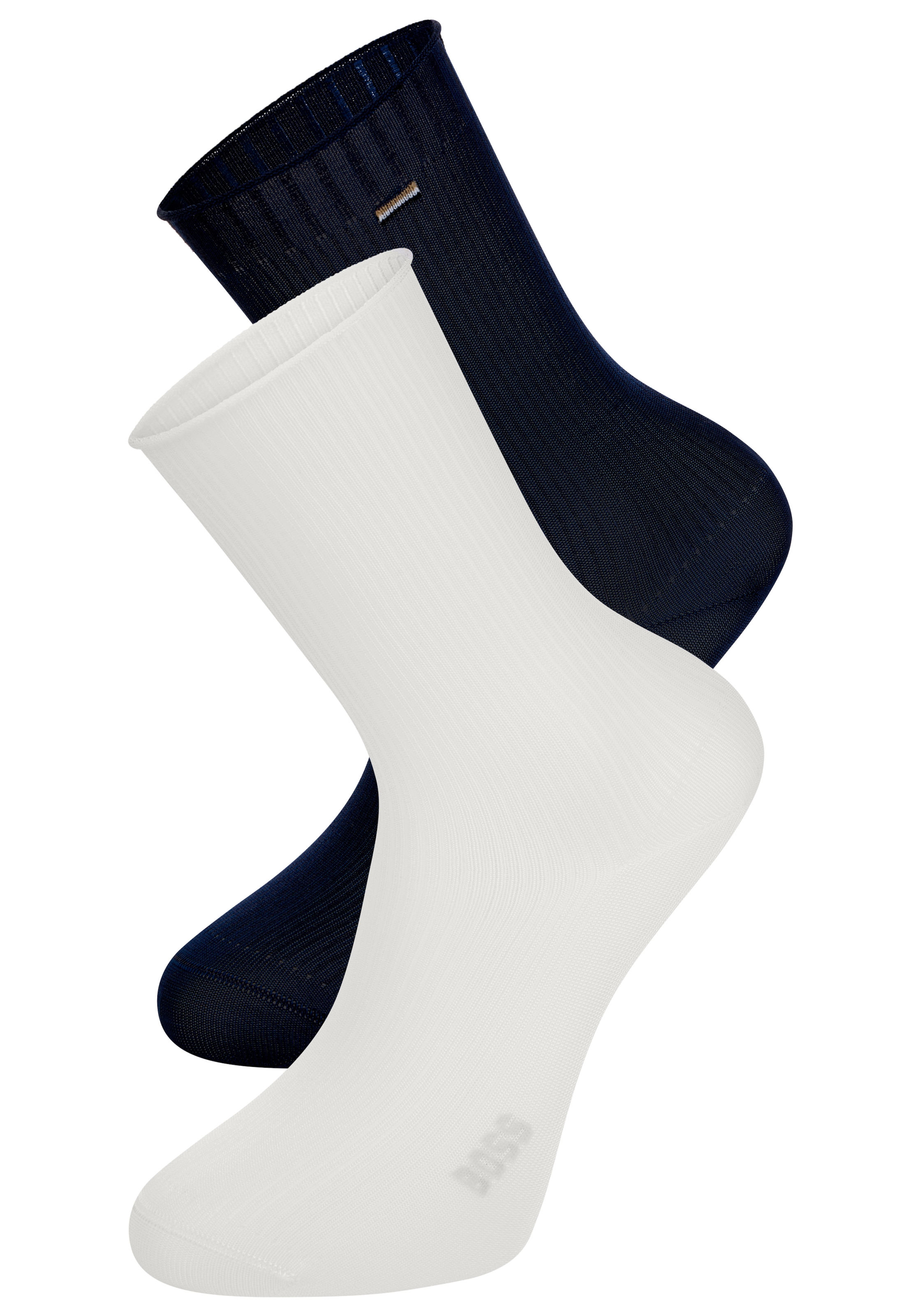 BOSS Feinsocken Packung, 2 Paar tlg. fein gerippt, verstärkte Fersen- und Zehenpartie