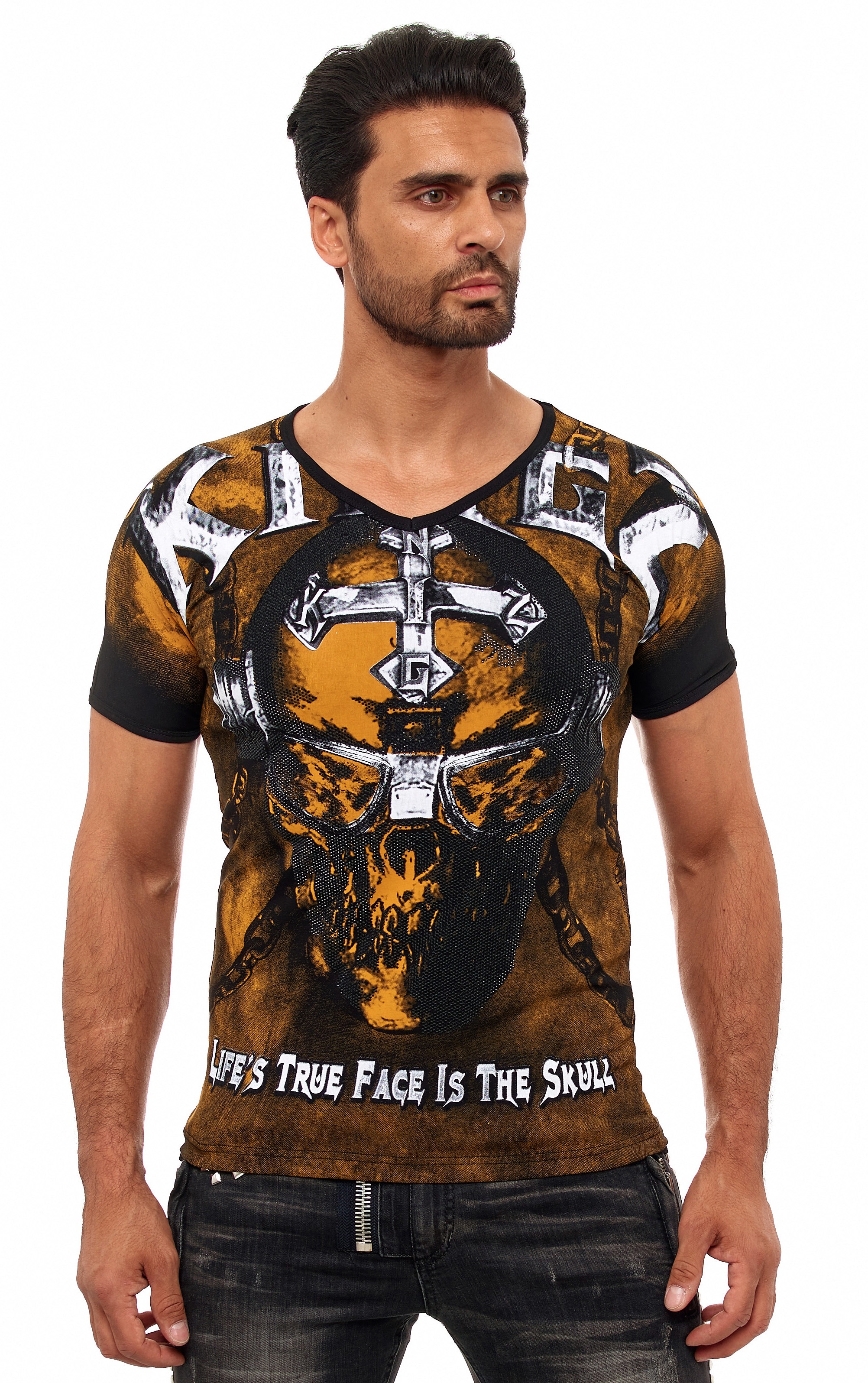 KINGZ T-Shirt mit lässigem Allover-Print