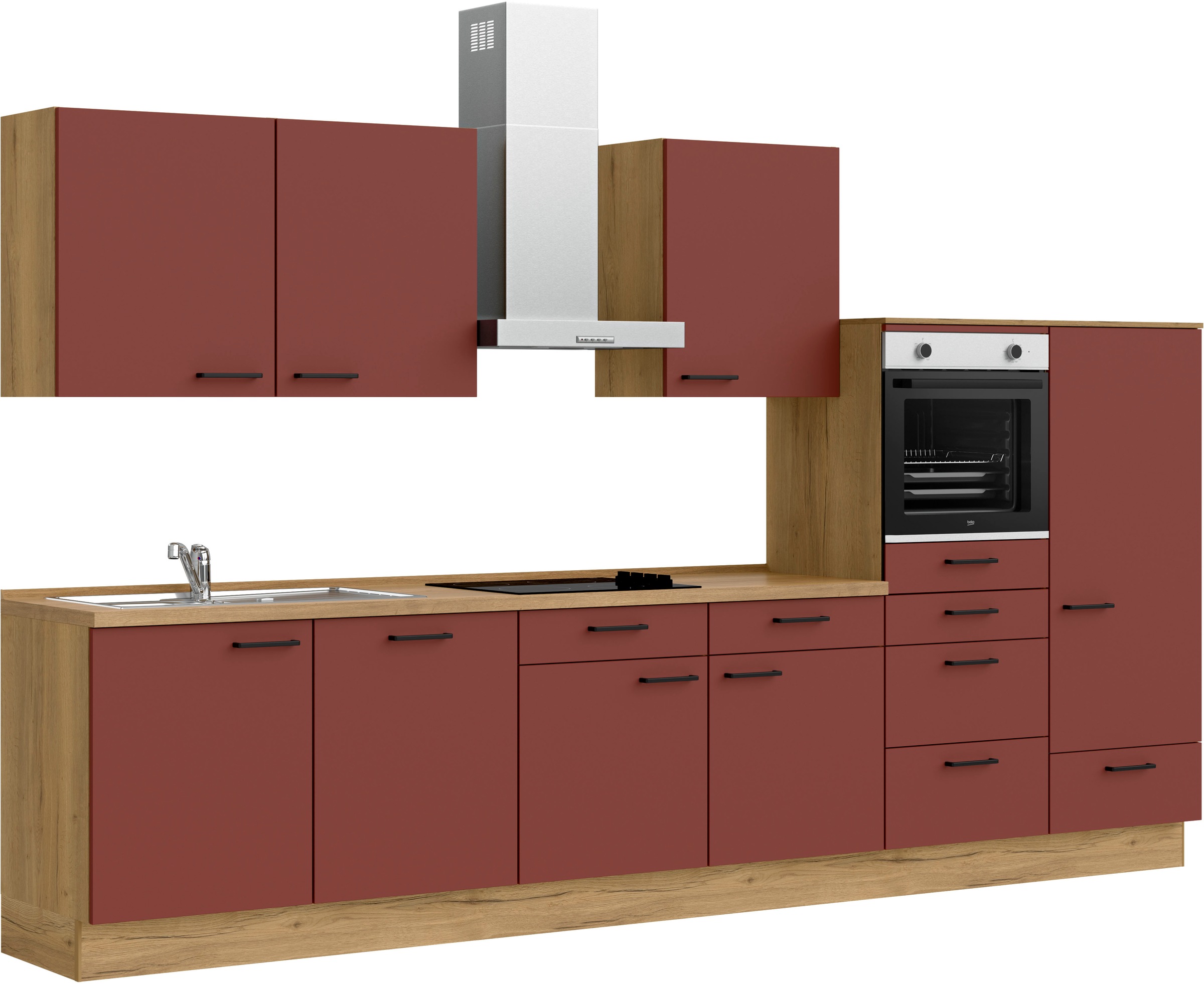 nobilia® Küchenzeile »"Easytouch I"«, vormontiert, Ausrichtung wählbar, Breite 360 cm, wahlw. mit E-Geräten