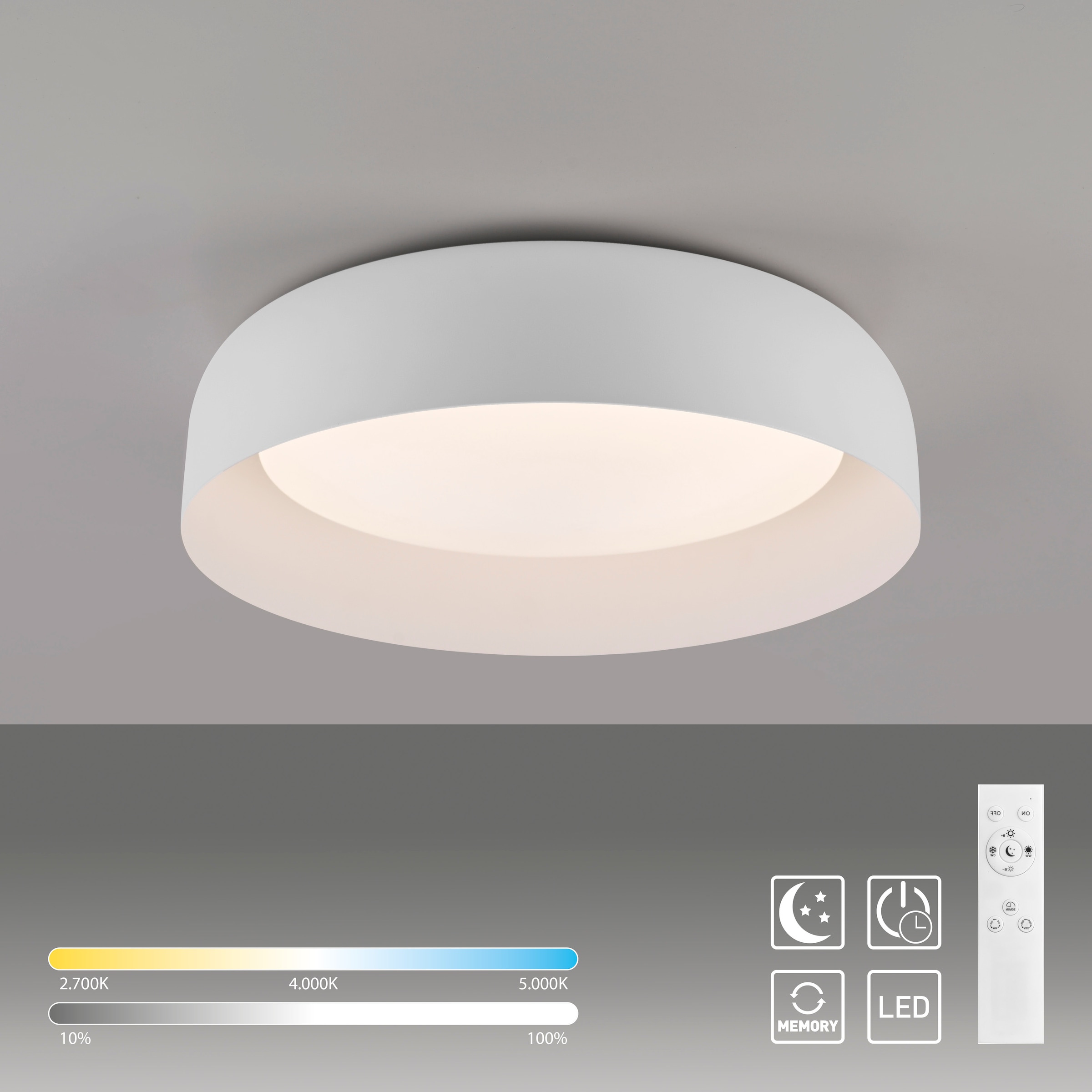 JUST LIGHT Deckenleuchte »OSKO«, 1 flammig, Leuchtmittel LED-Board | LED fest integriert, LED, Fernbedienung, Funk inkl.