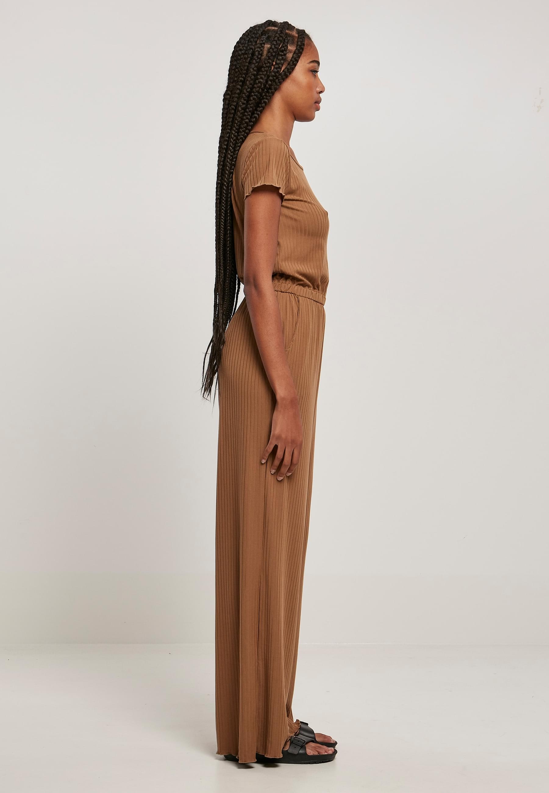 URBAN CLASSICS Jumpsuit »Urban Classics Damen Ladies Rib Wid Leg Jumpsuit«, (1 tlg.)