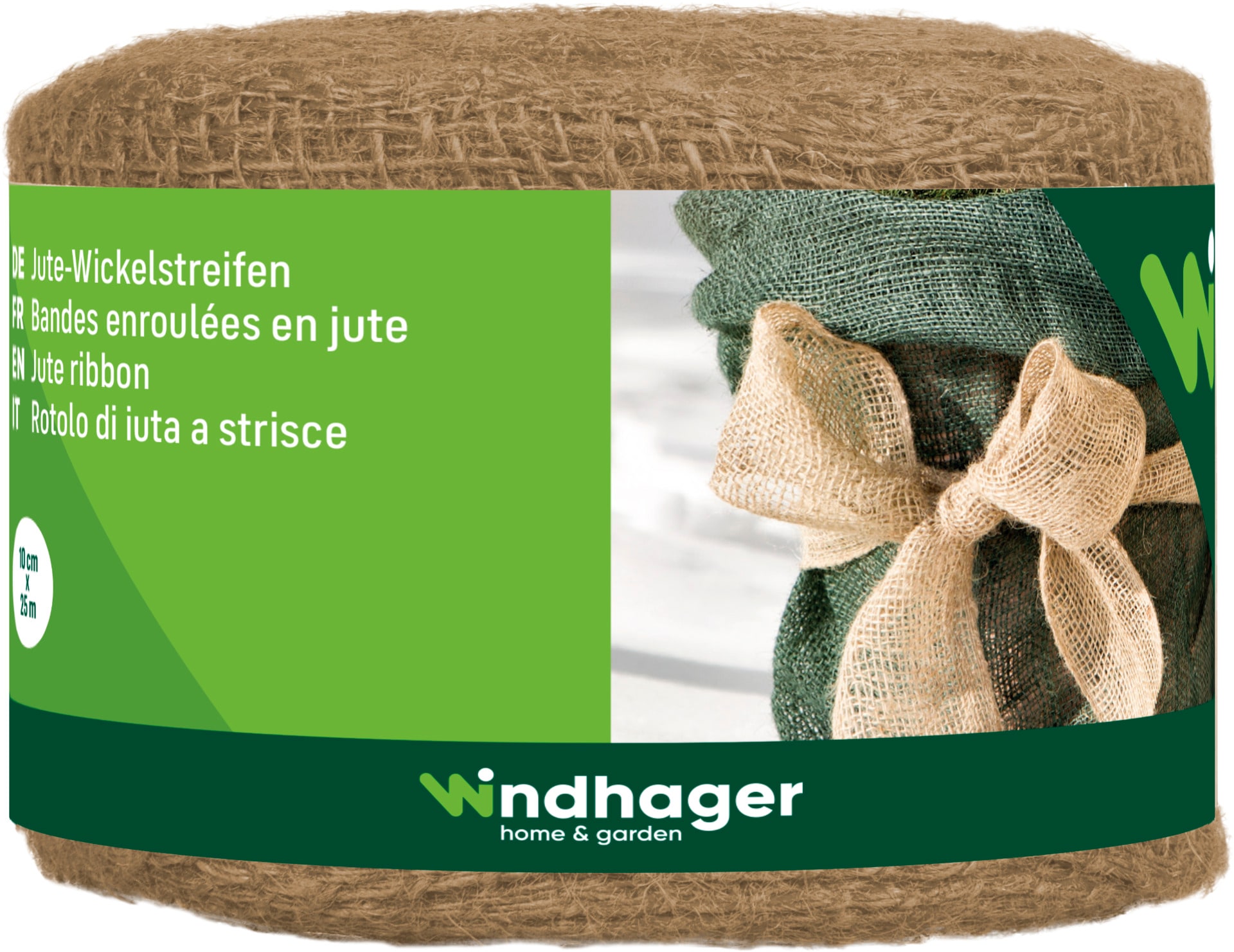 Windhager Pflanzschnur "Jute-Wickelstreifen für Haus und Garten" 1 Stk. tlg. Jute-Gewebe Indoor und Outdoor, Deko-Band natur, 10 cm x 25 m