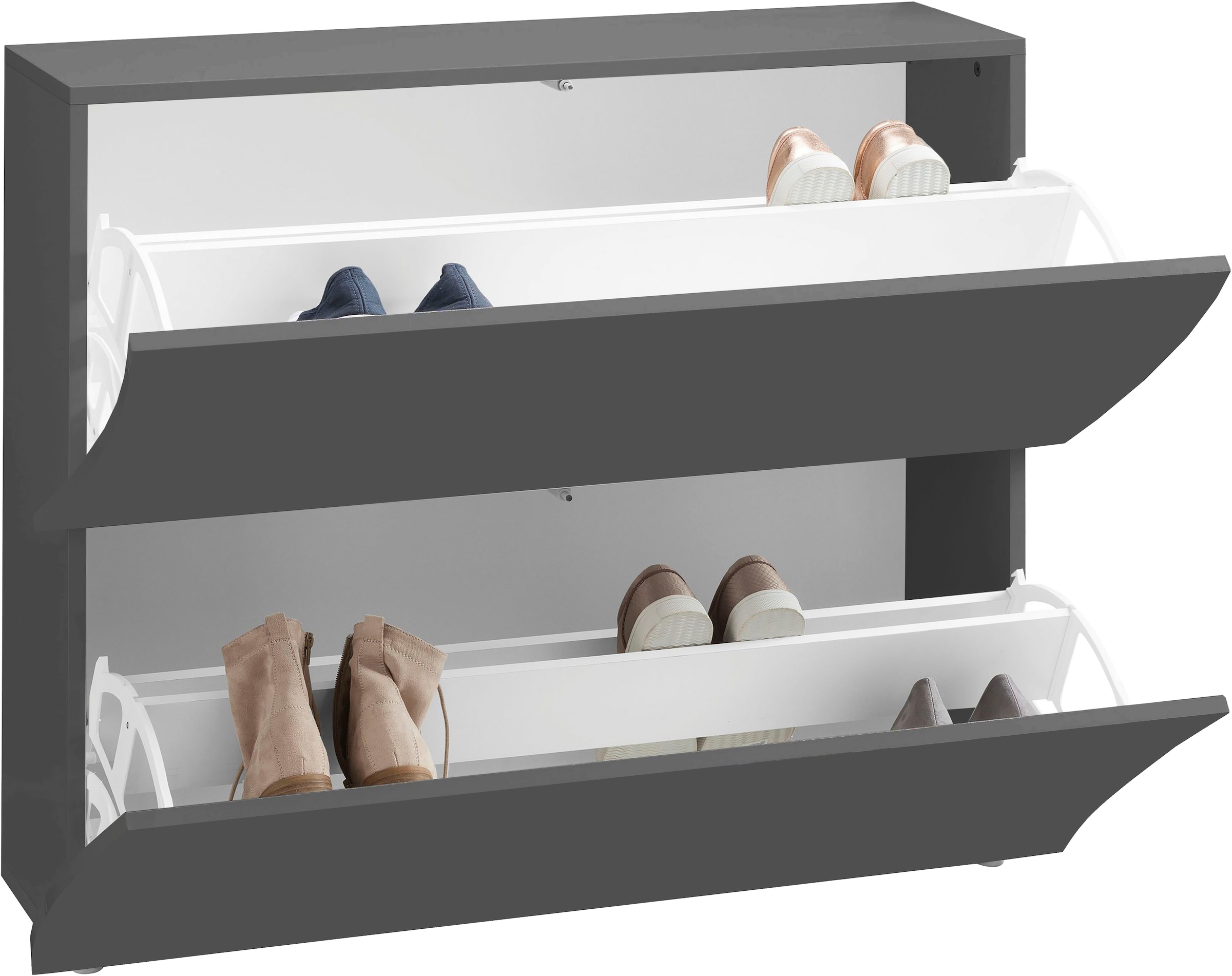 Home affaire Schuhschrank »Schuhschrank mit Klappen / Schuhkommode, Höhe 81 cm« onda 101 cm breit, Anthrazit,mit 2 klapptüren, made in italy