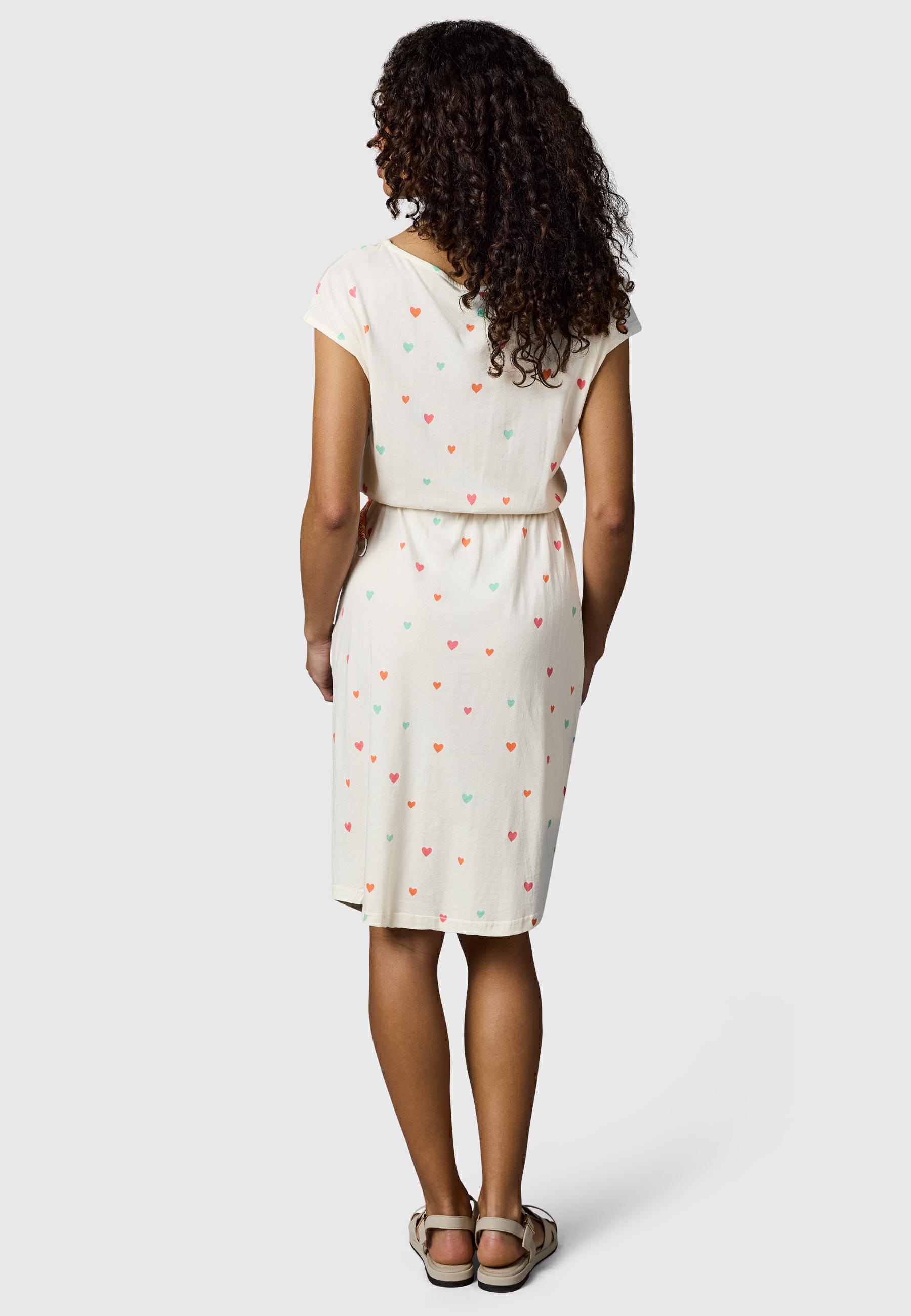 Ragwear Shirtkleid »Lilithe Hearts YOUMODO« Eingrifftaschen Sommerkleid mit Herzchen-Print und Flechtgürtel