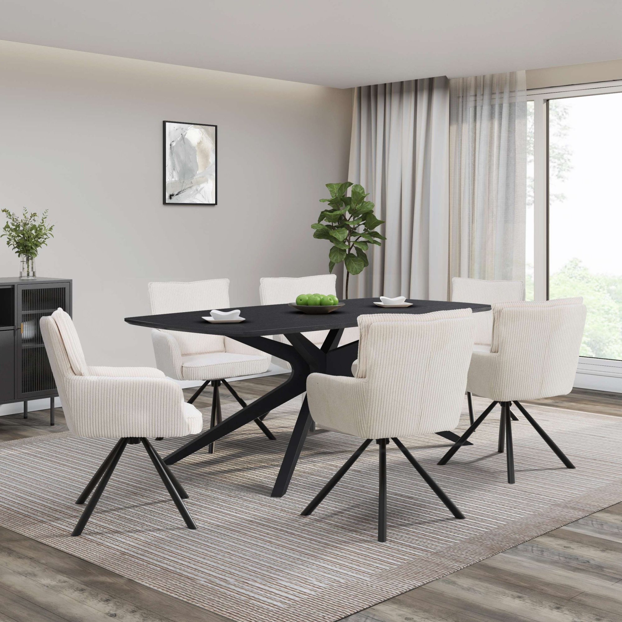 OTTO home Esstisch "Dakona" Tischplatte mit Holzstruktur, schwarze Metallbe günstig online kaufen