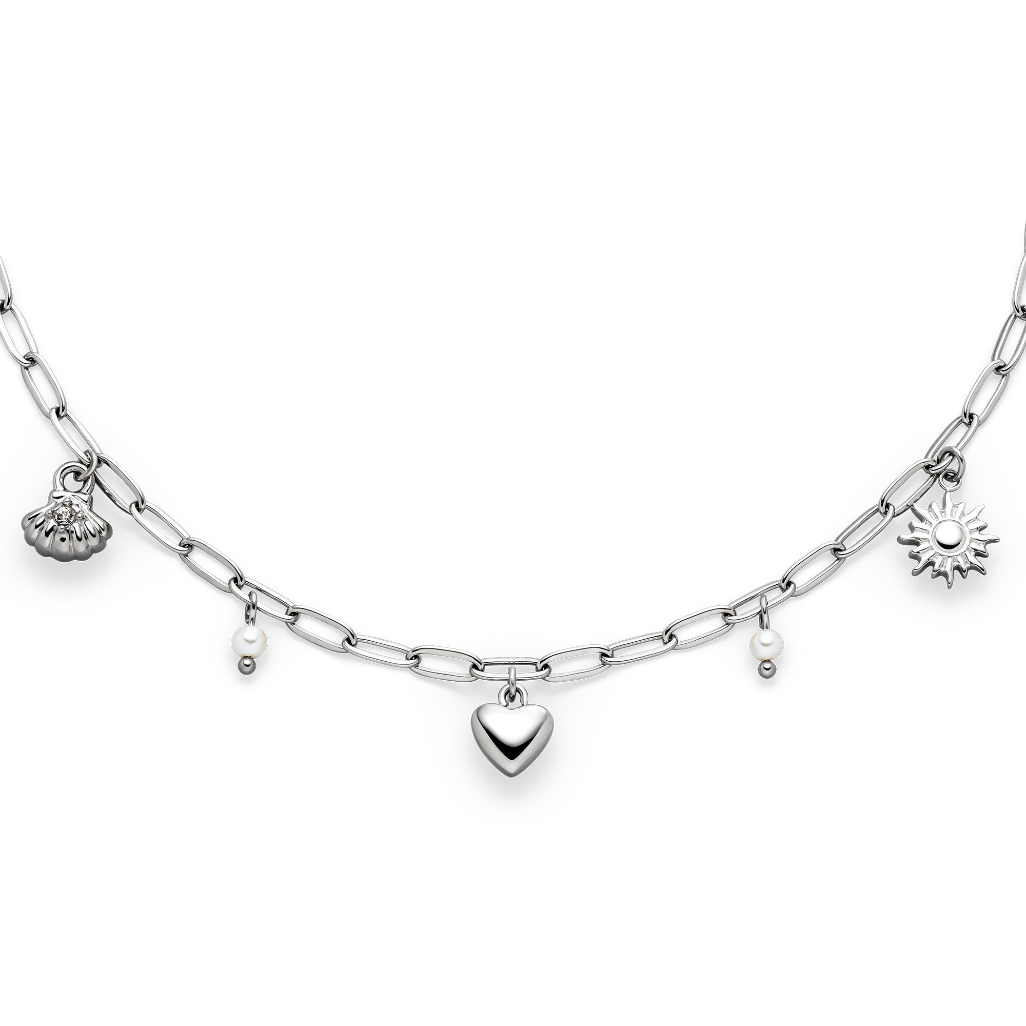 s.Oliver Armband »Summer Charms, Muschel-Optik, Herz, Sonne« mit Zirkonia (synth.) - mit Perle (imitiert)