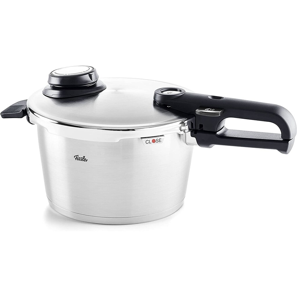 Fissler Schnellkochtopf »vitavit® premium Edelstahl Schnellkochtopf 4,5 L, Ø 22 cm«, Edelstahl 18/10, (3 tlg.), Dampfkochtopf, Einstellbare Kochstufen, Induktion, Made in Germany