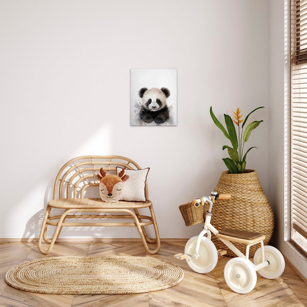 A.S. Création Leinwandbild "Baby Panda - Wandbild Schwarz Weiß Grau Keilrah günstig online kaufen