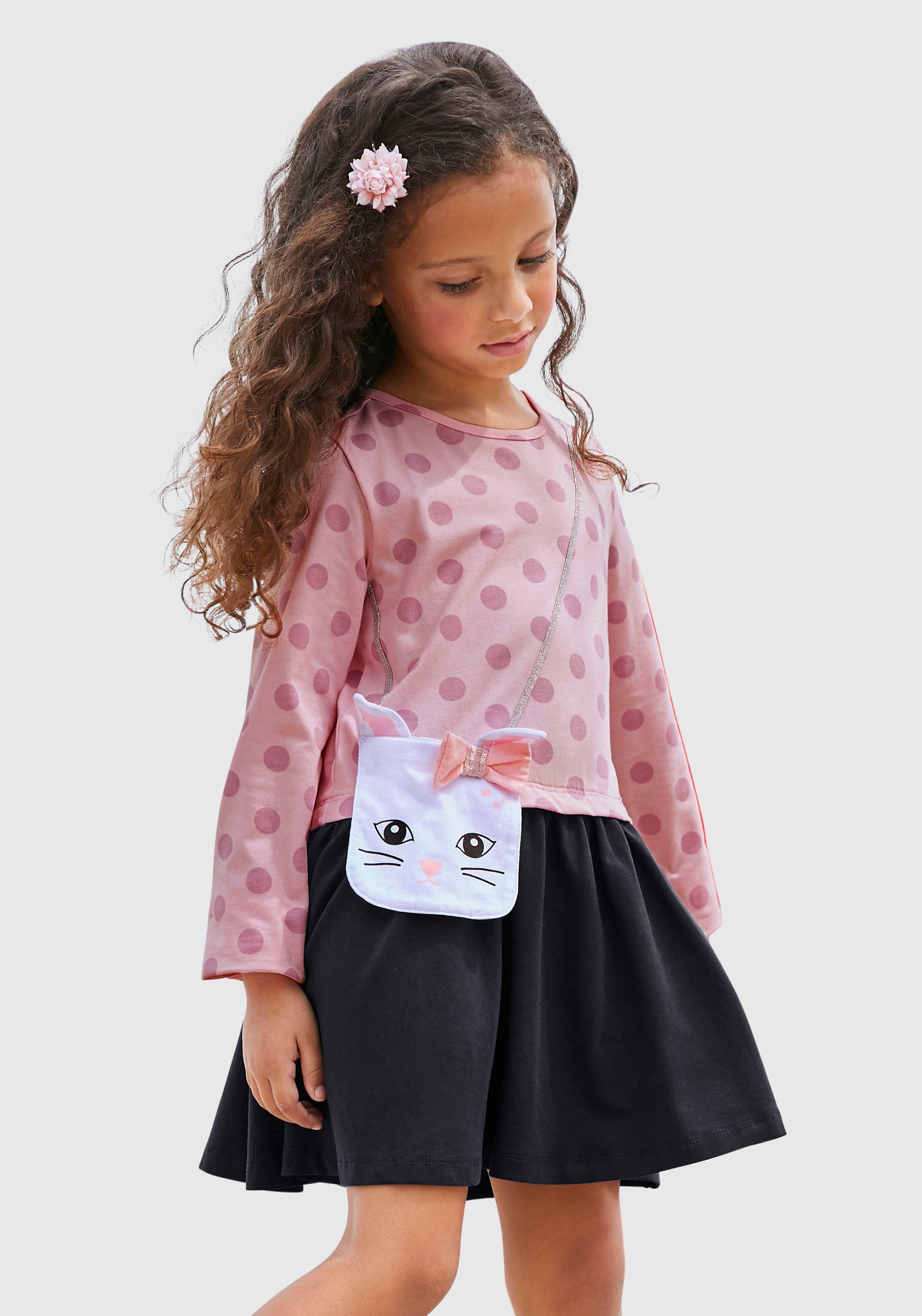 KIDSWORLD Jerseykleid "für kleine Mädchen" aufgesetzte Tasche ideal für festliche Anlässe, kniefreie Länge