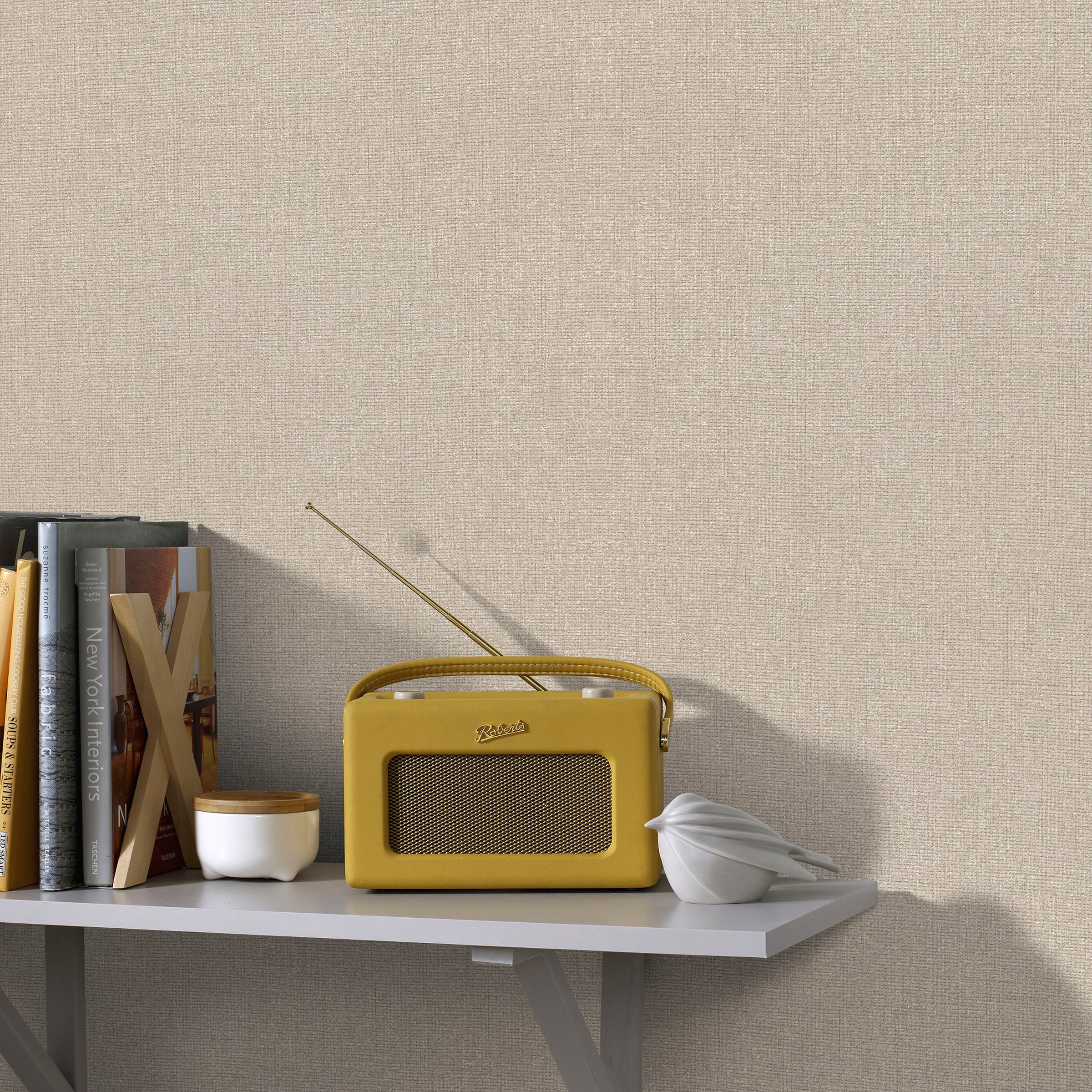 Superfresco Easy Vliestapete »Superfresco Easy Vliestapete Chenille Taupe Gold«, unifarben mit Farbeinsätzen, Superfresco Easy Vliestapete Chenille Taupe Gold