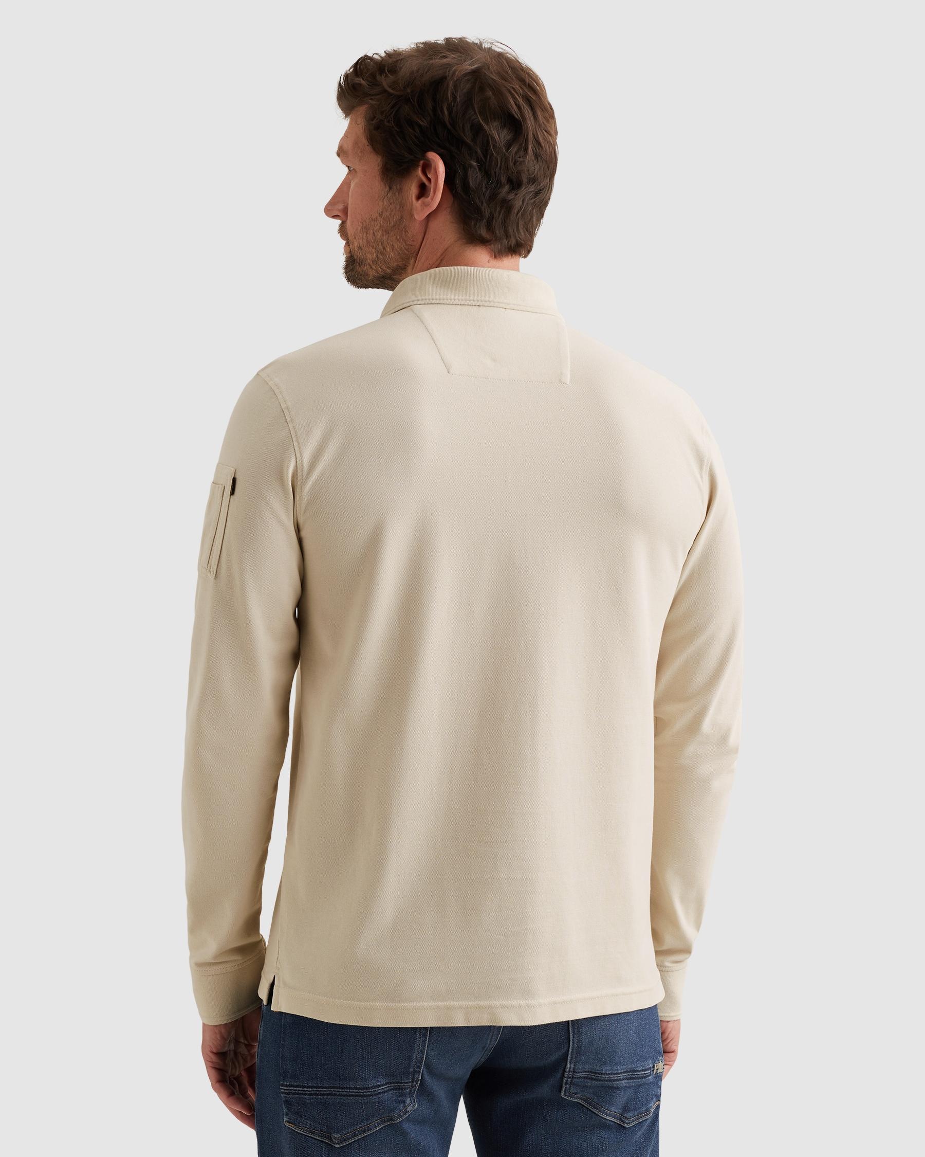Langarm-Poloshirt PME LEGEND, Herren, Gr. XXL, bone weiß, Web, Obermaterial: 95% Baumwolle, 5% Elasthan, unifarben, regular fit normal, ohne Ausschnitt, Rippbündchen, Shirts, mit Logo Stickerei 2