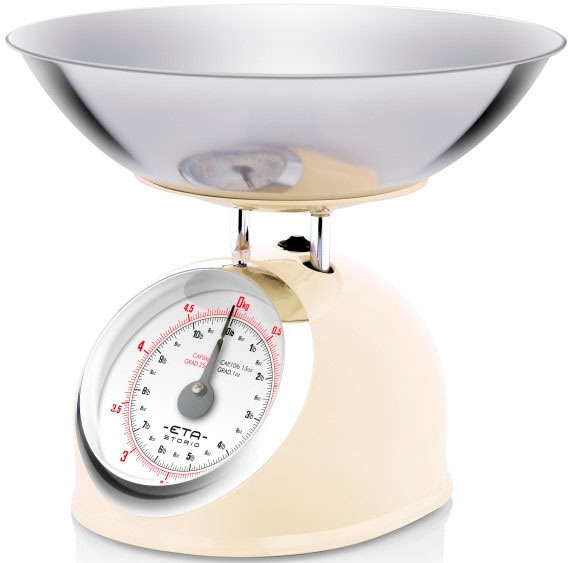 eta Küchenwaage "STORIO beige ETA577790040 Retro, analog" Ganzmetall-Design mit einer Edelstahl Schlüssel, bis 5 kg