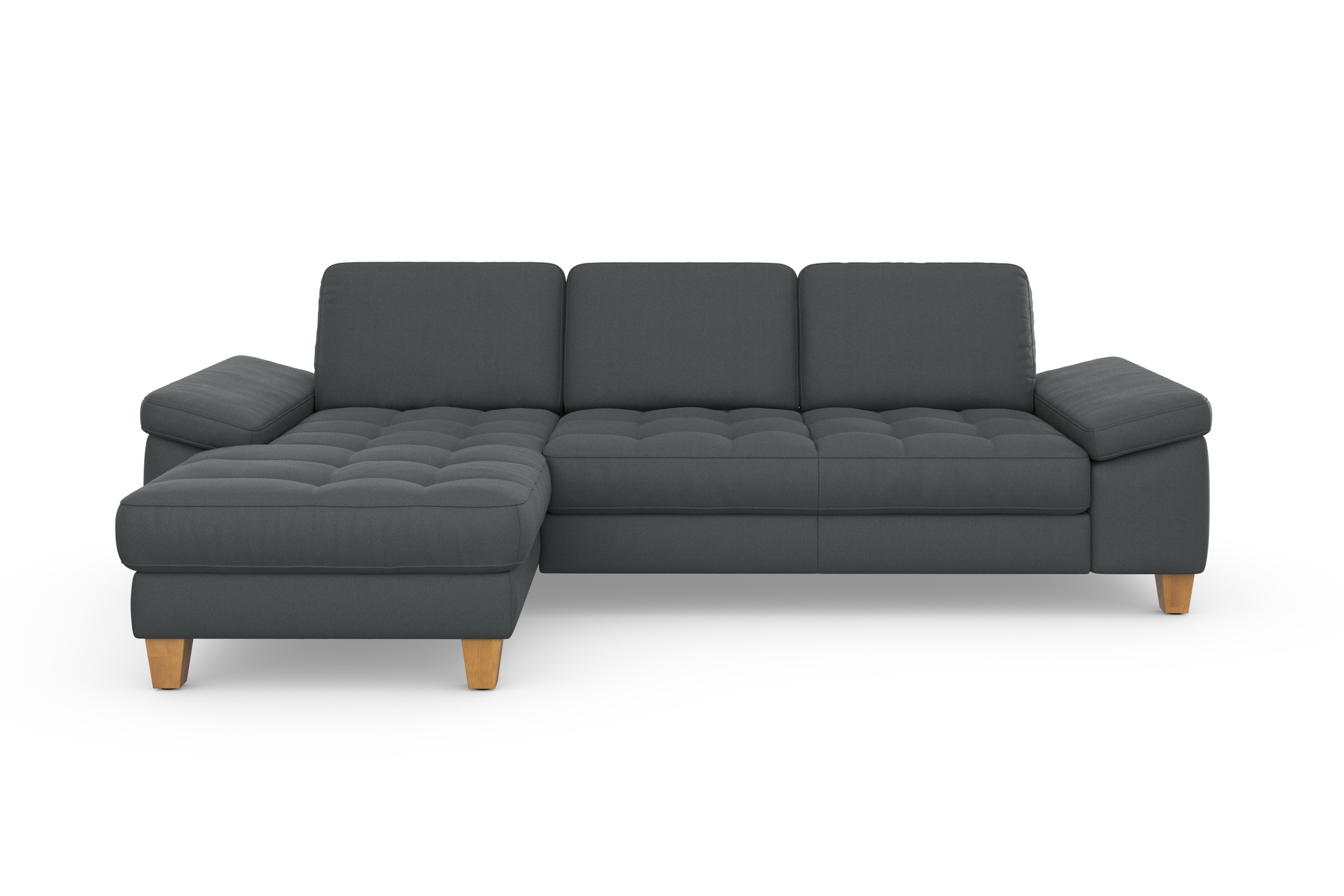 sit&more Ecksofa »Westham L-Form« mit Recamiere, mit oder ohne Bettfunktion, Bettkasten, Füße Eiche