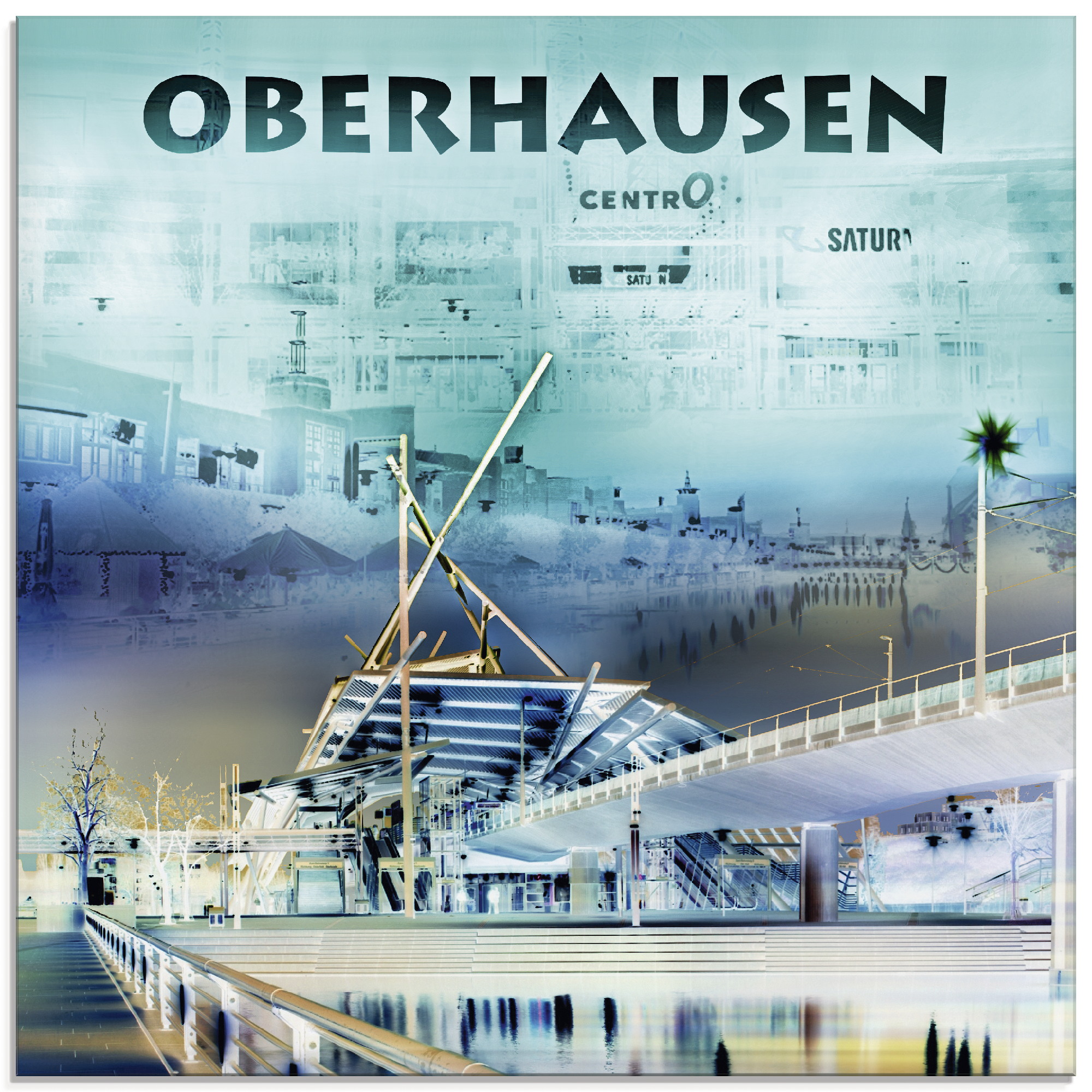 Artland Glasbild "Oberhausen Skyline Abstrakte Collage" Deutschland 1 Stk. tlg. in verschiedenen Größen