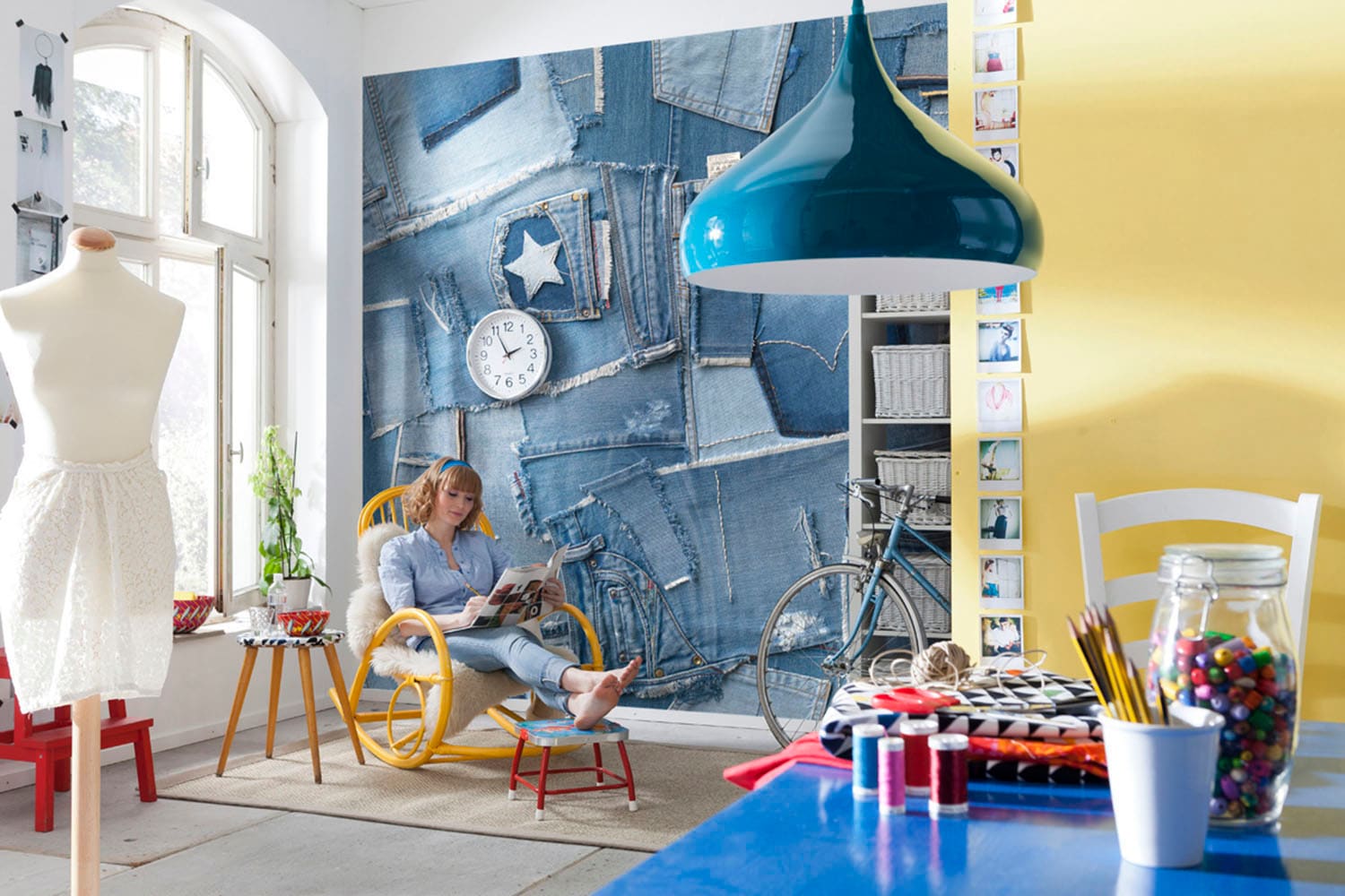 Komar Fototapete "Jeans - Größe 368 x 254 cm" bedruckt glatt Wohnzimmer, Schlafzimmer