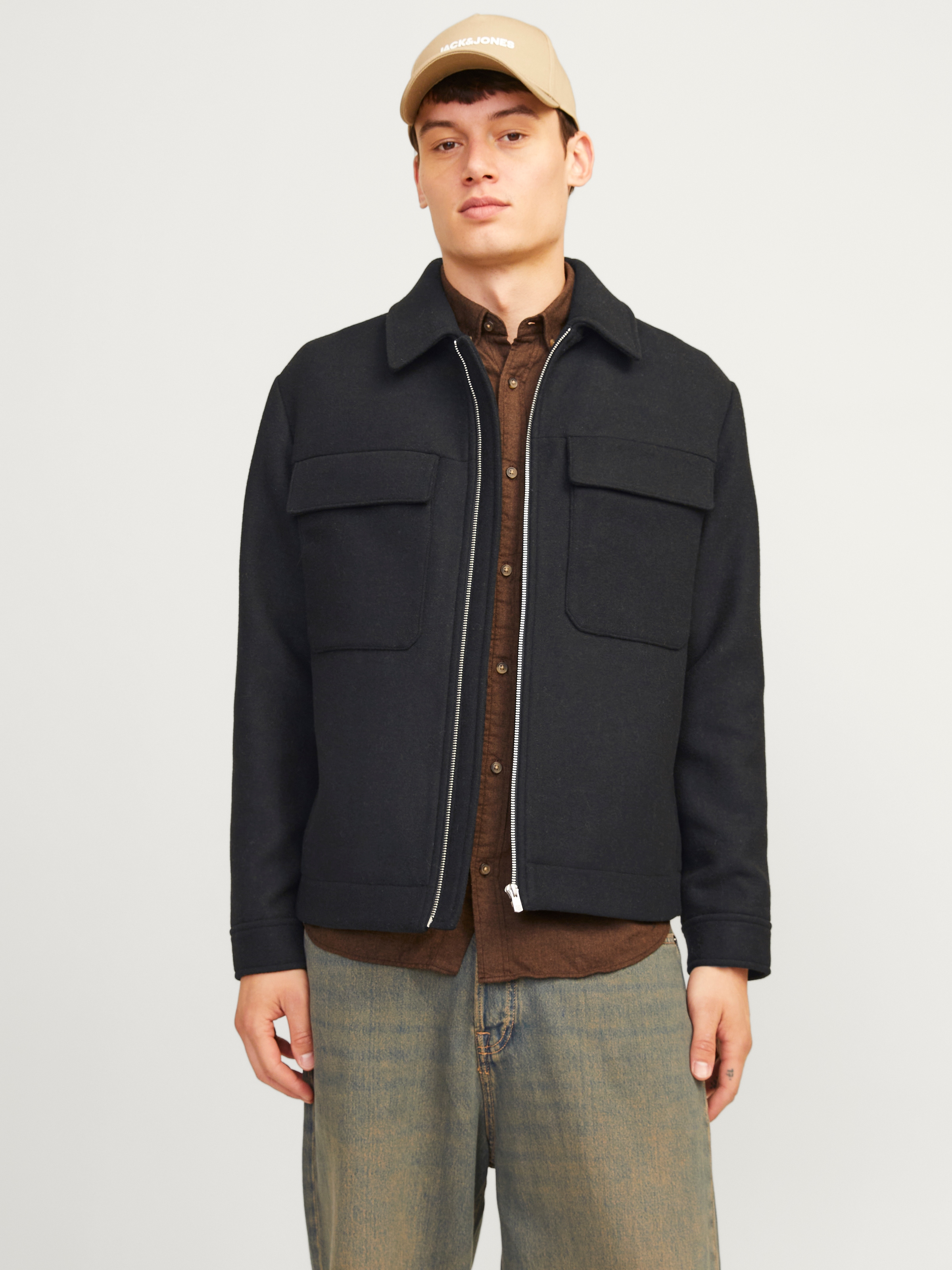 Jack & Jones Wolljacke "JPRBLURUSSEL WOOL BLEND JACKET SN", ohne Kapuze