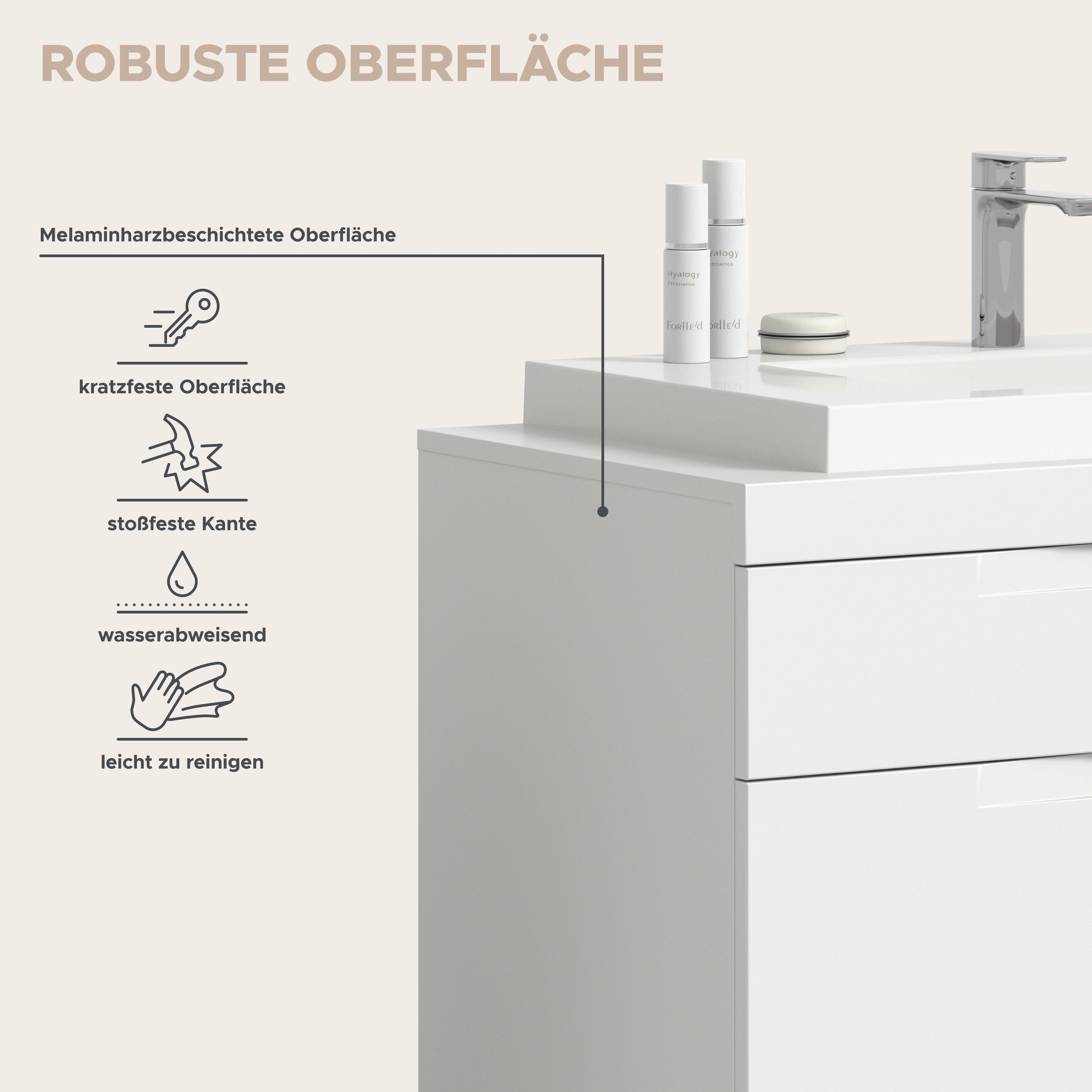 OTTO home Badmöbel-Set »MAOI, 3-teilige Badkombination, hochwertige MDF Front«