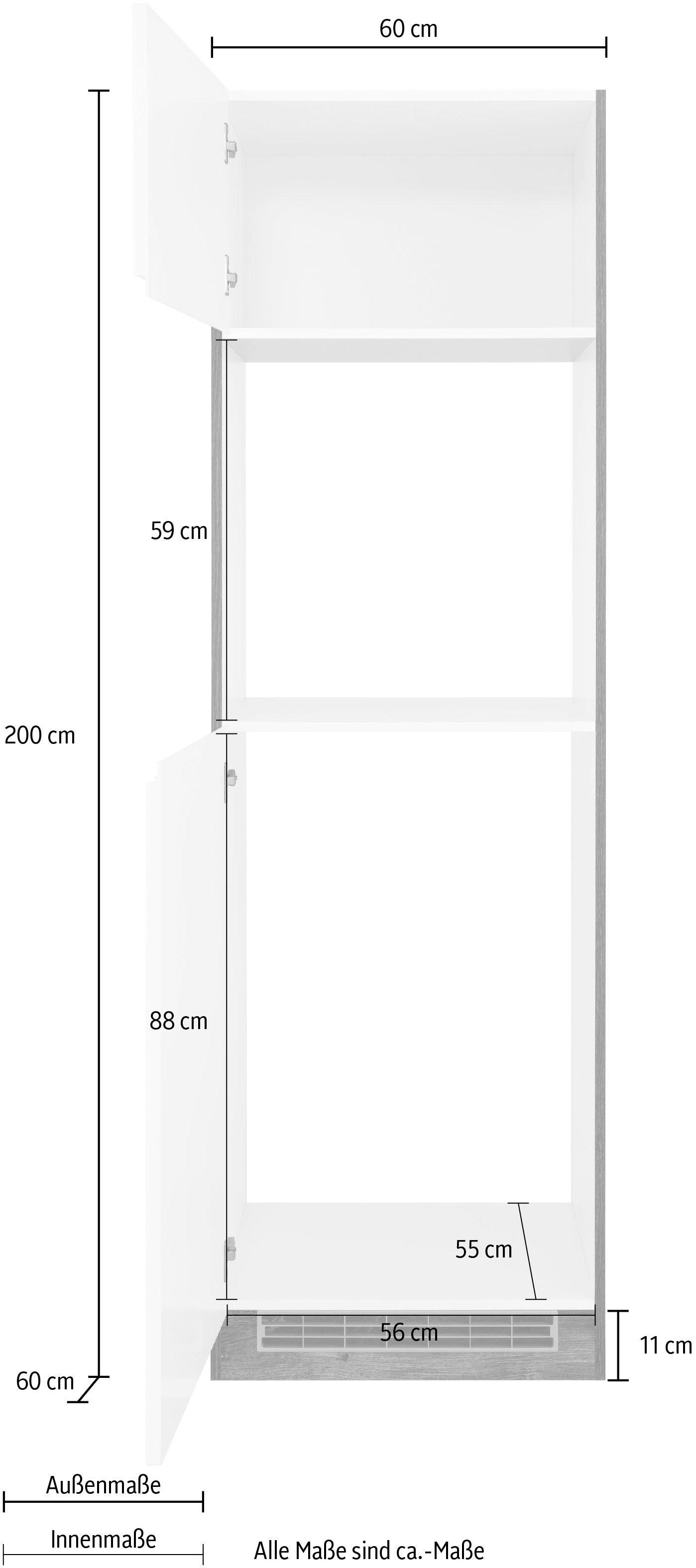 breit, 200 cm für B/H/T: 56/59/55 MÖBEL cm cm BAUR Ofen | Backofen/Kühlumbauschrank HELD 60 hoch, Nische »Virginia«,