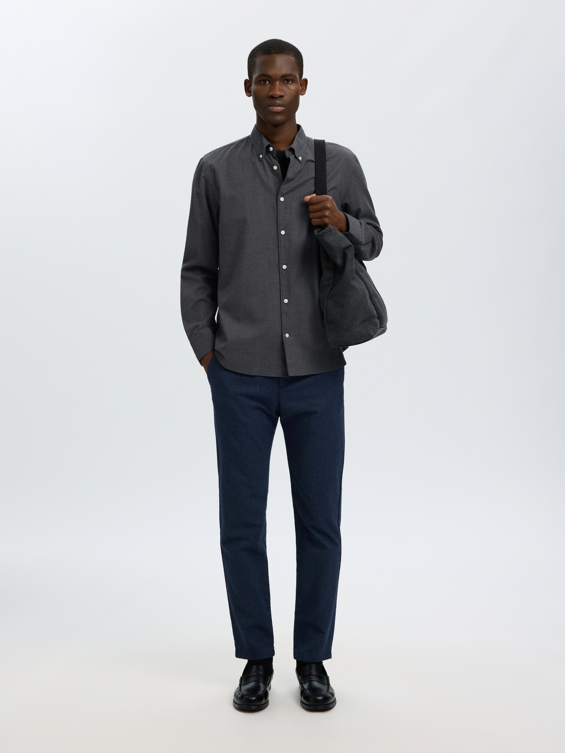 SELECTED Langarmhemd »SLMREGCOLE JAY MELANGE LS SHIRT NOOS« Baumwolle, regular fit