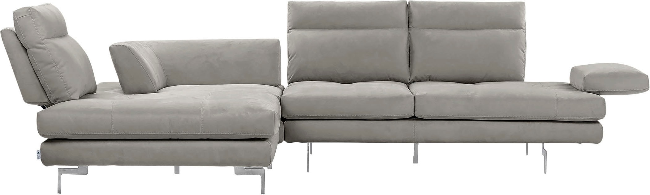 CALIA ITALIA Ecksofa »Toby Wing, L-Form, Designsofa mit sensationellem Sitzkomfort«, Sitztiefenverstell.,wahlw. mit Kissen-Set, Füße chrom glänzend
