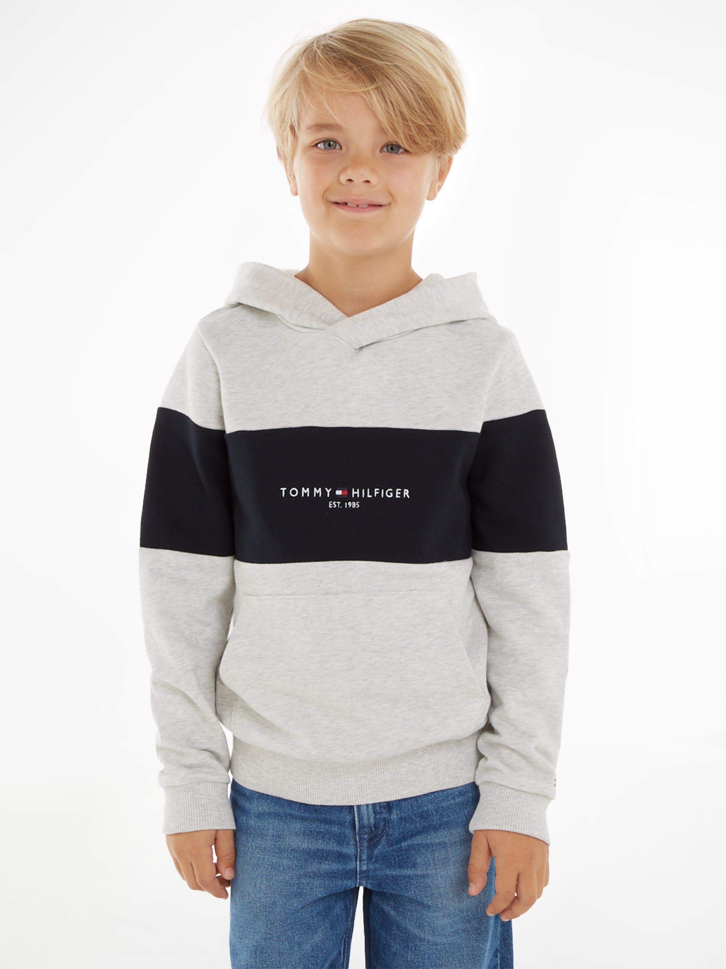 Tommy Hilfiger Kapuzensweatshirt »ESSENTIAL COLORBLOCK HOODIE«, mit breitem  kontrastfarbenen Streifen & Tommy Hiflger Logo-Schriftzug kaufen | BAUR