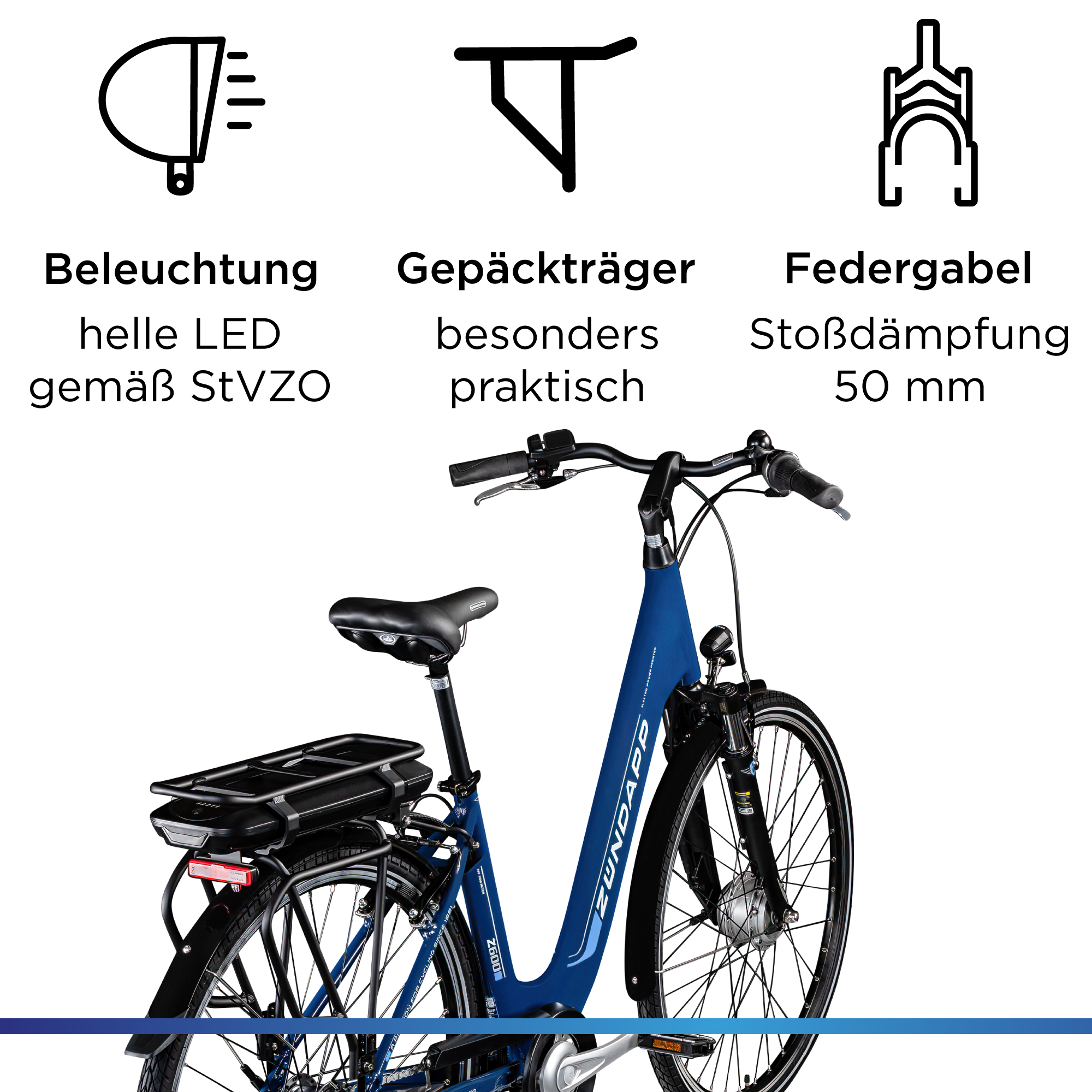 Zündapp »Z600« 7 Gang Nabenschaltung Frontmotor 250 W City E Bike Damen 28 Zoll Elektrofahrrad 7 Gang 150-165cm Damenfahrrad