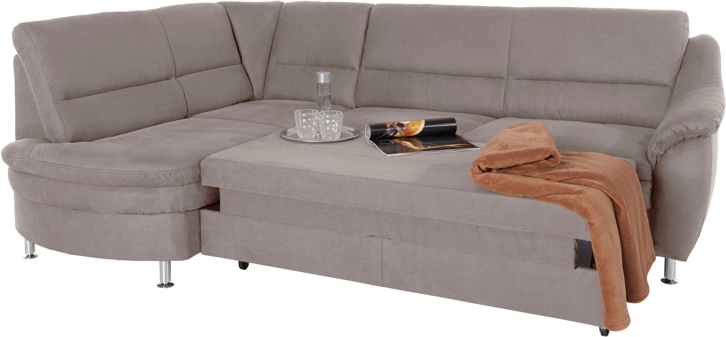Places of Style Ecksofa »Cardoso L-Form«, Federkern, wahlweise mit Bett, Schubkasten