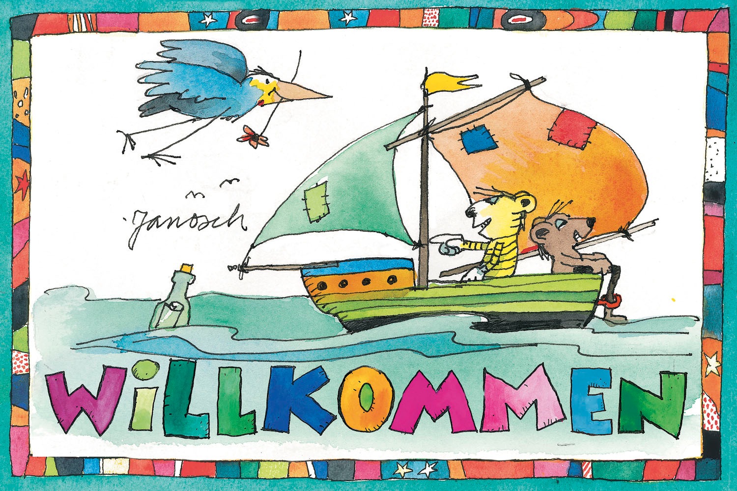 LuckyLinde Leinwandbild "Der kleine Tiger und der kleine Bär - Willkommen" günstig online kaufen