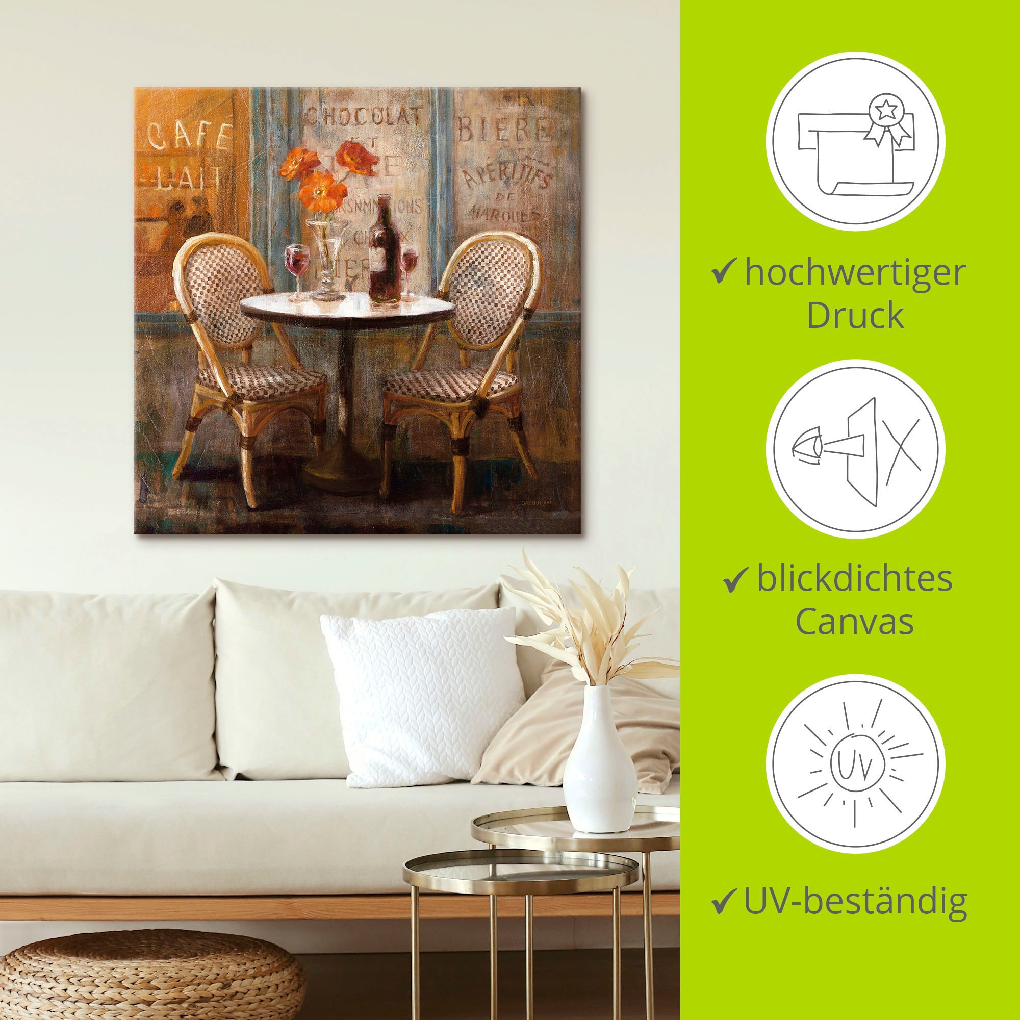 Artland Wandbild »Triff mich im Cafe I« Restaurant & Cafés 1 Stk. tlg. auf Holzrahmen gespannt