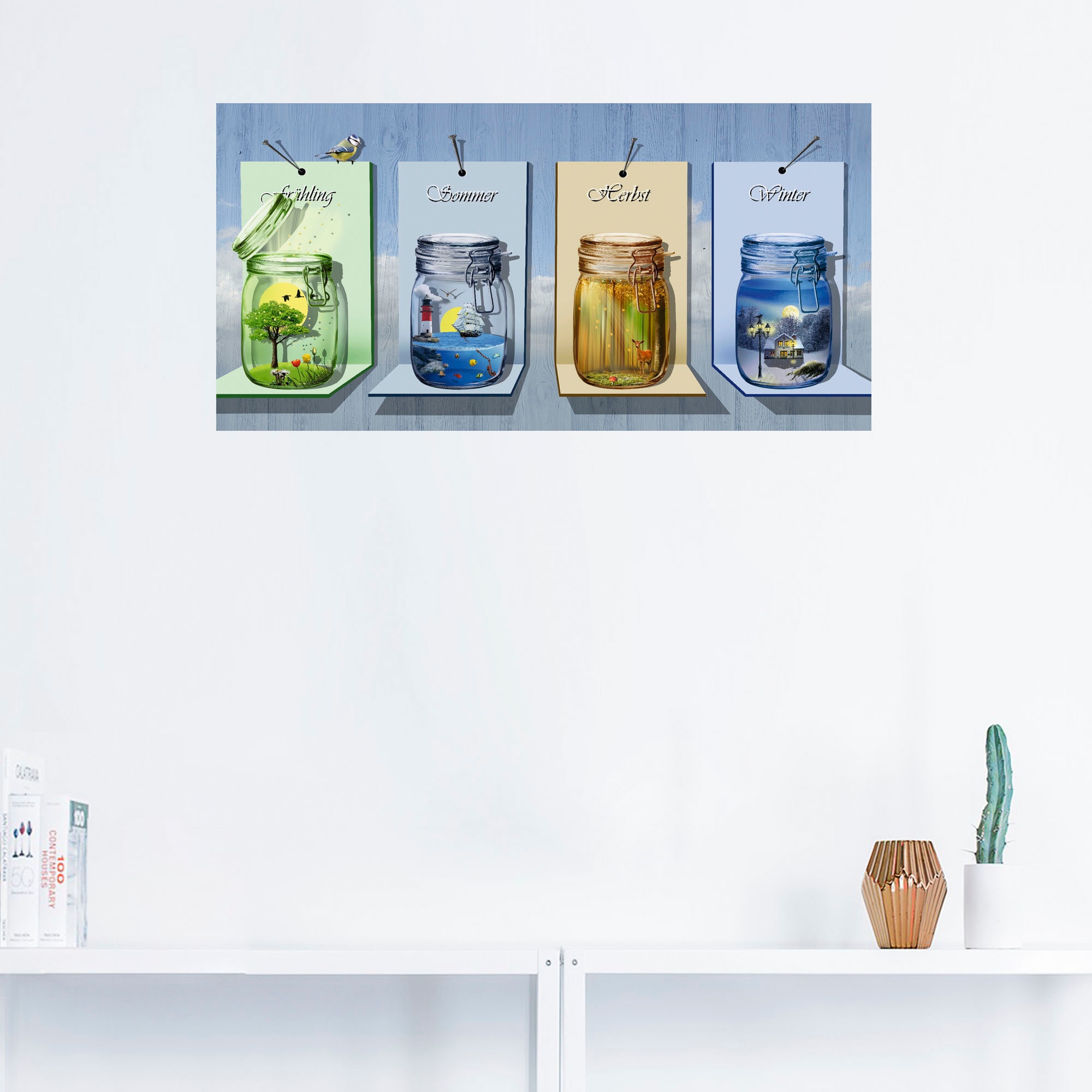 Artland Wandbild »Jahreszeiten in Gläsern«, Vier Jahreszeiten, (1 St.), als Leinwandbild, Poster, Wandaufkleber in verschied. Größen