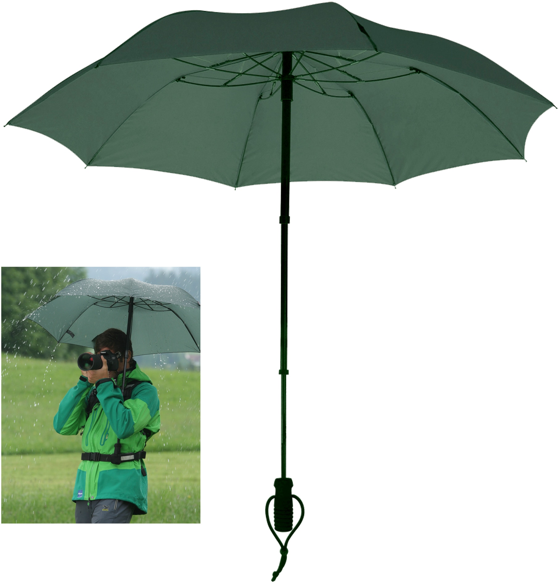 Taschenregenschirm »teleScope handsfree, olivgrün«, zweifach ausziehbarer Schaft,...