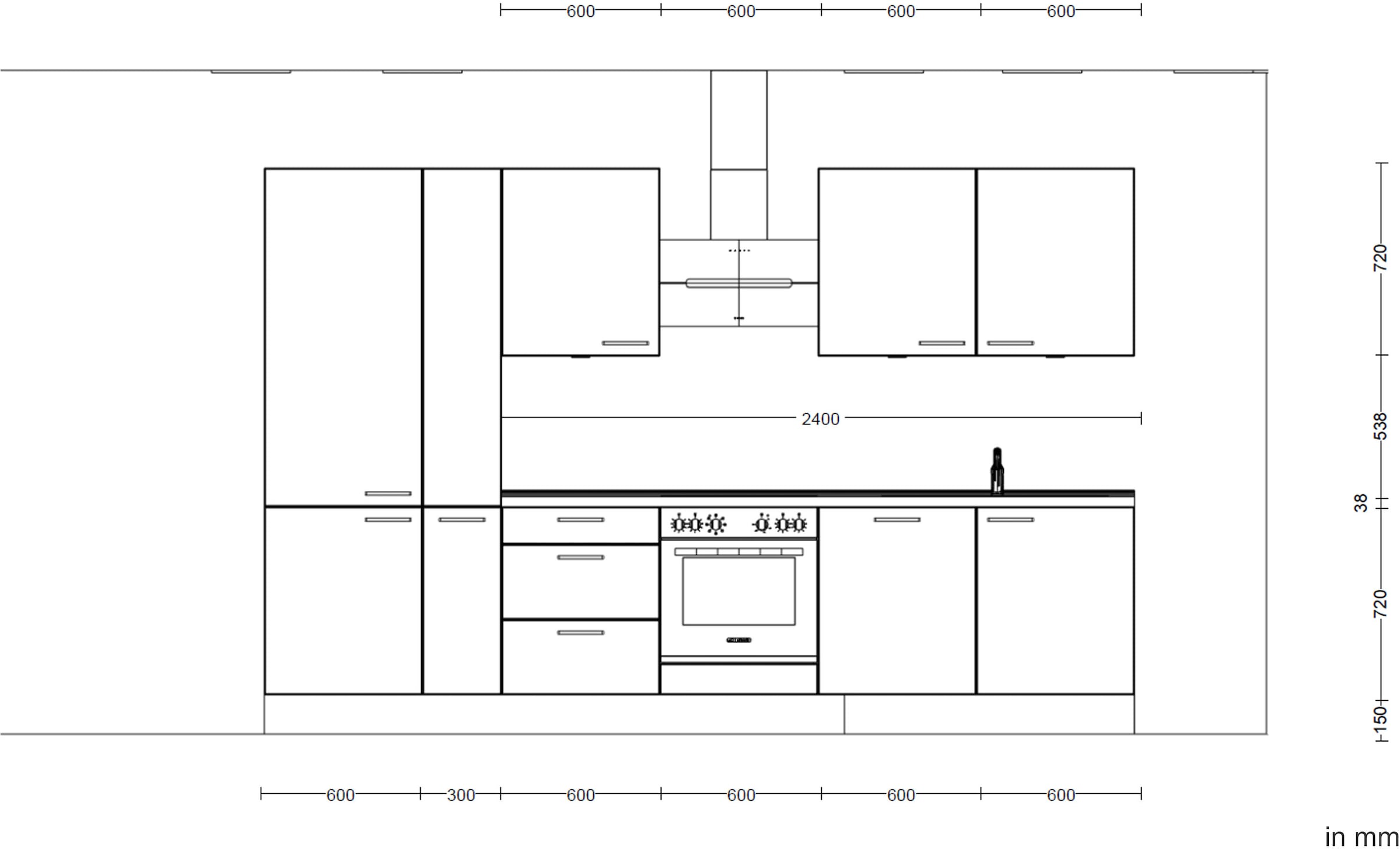 nobilia® Küchenzeile »"Easytouch II"«, vormontiert, Ausrichtung wählbar, Breite 330 cm, wahlw. mit E-Geräten