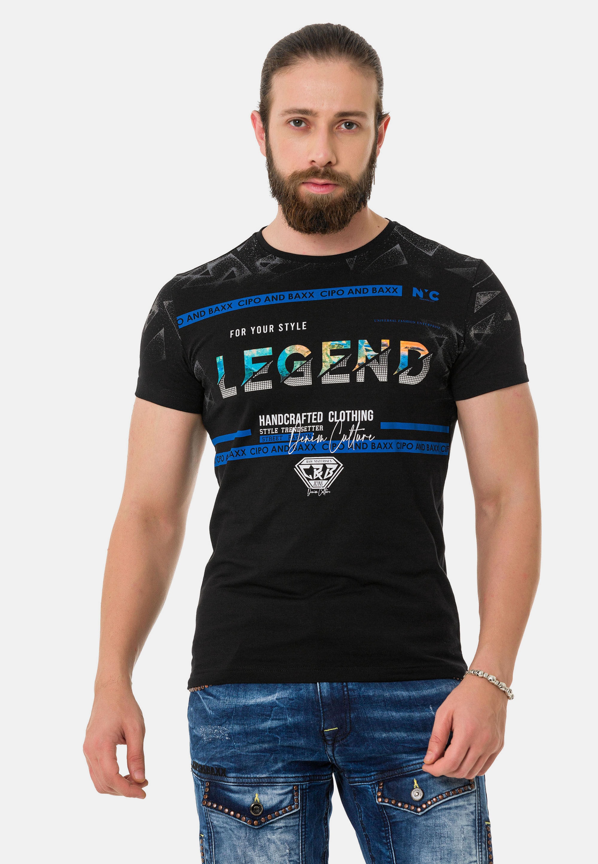 Cipo & Baxx T-Shirt »T-Shirt«, mit Rundhalsausschnitt
