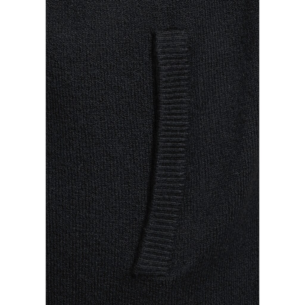 Damenmode Strickjacken STREET ONE Cardigan, Long-Strickjacke ohne Verschluss schwarz