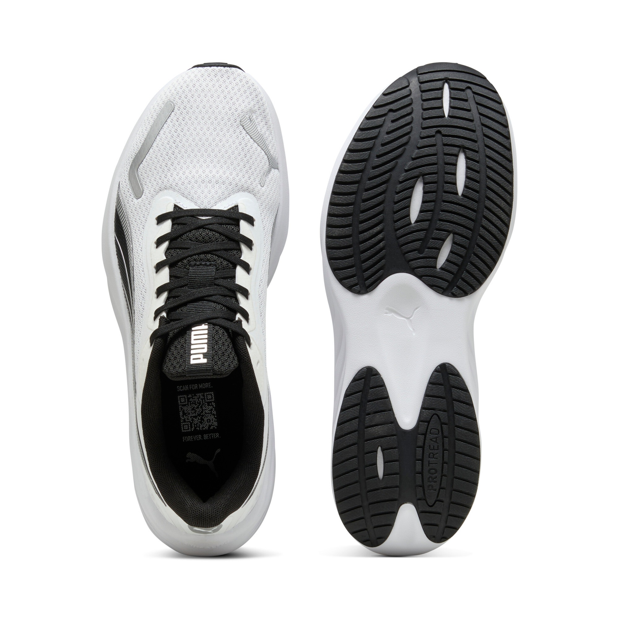 Laufschuh PUMA "POUNCE LITE", Damen, Gr. 46, schwarz-weiß (puma weiß, puma schwarz), Textil, Schuhe Laufschuh, mit PROTREAD Gummilaufsohle, mit SOFTFOAM+ Dämpfungstechnologie 6