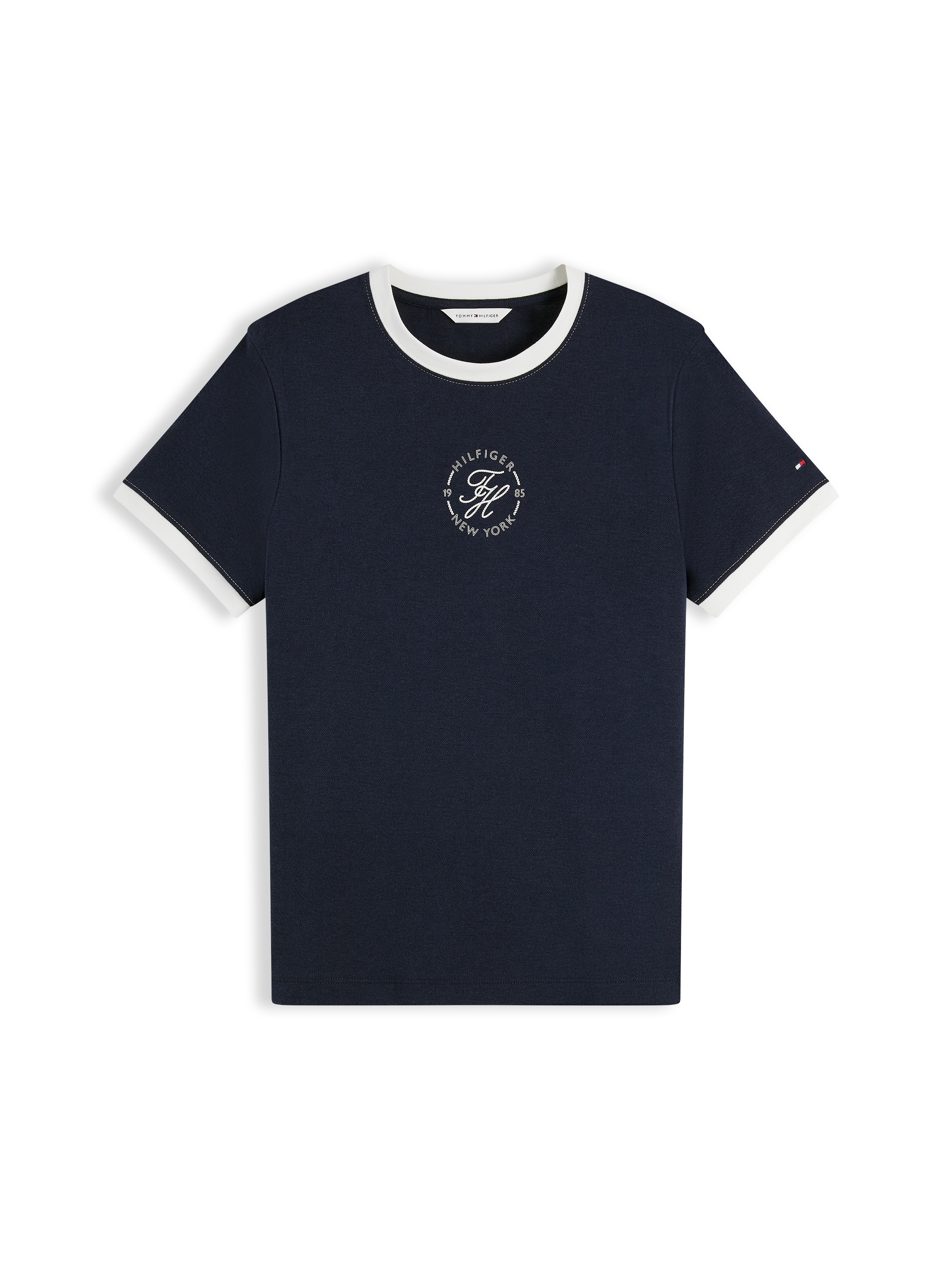 Tommy Hilfiger Kurzarmshirt »TH ROUNDAL REG C-NK SS TEE« mit kontrastfarbenen Bündchen
