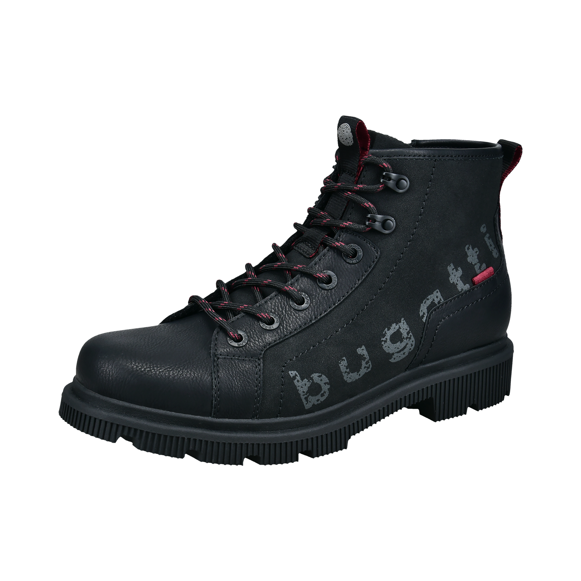 BUGATTI Herren Schnürboots, Gr. 46schwarz, Lederimitat, Schuhe, Winterboots, Herrenschuh mit Profilsohle