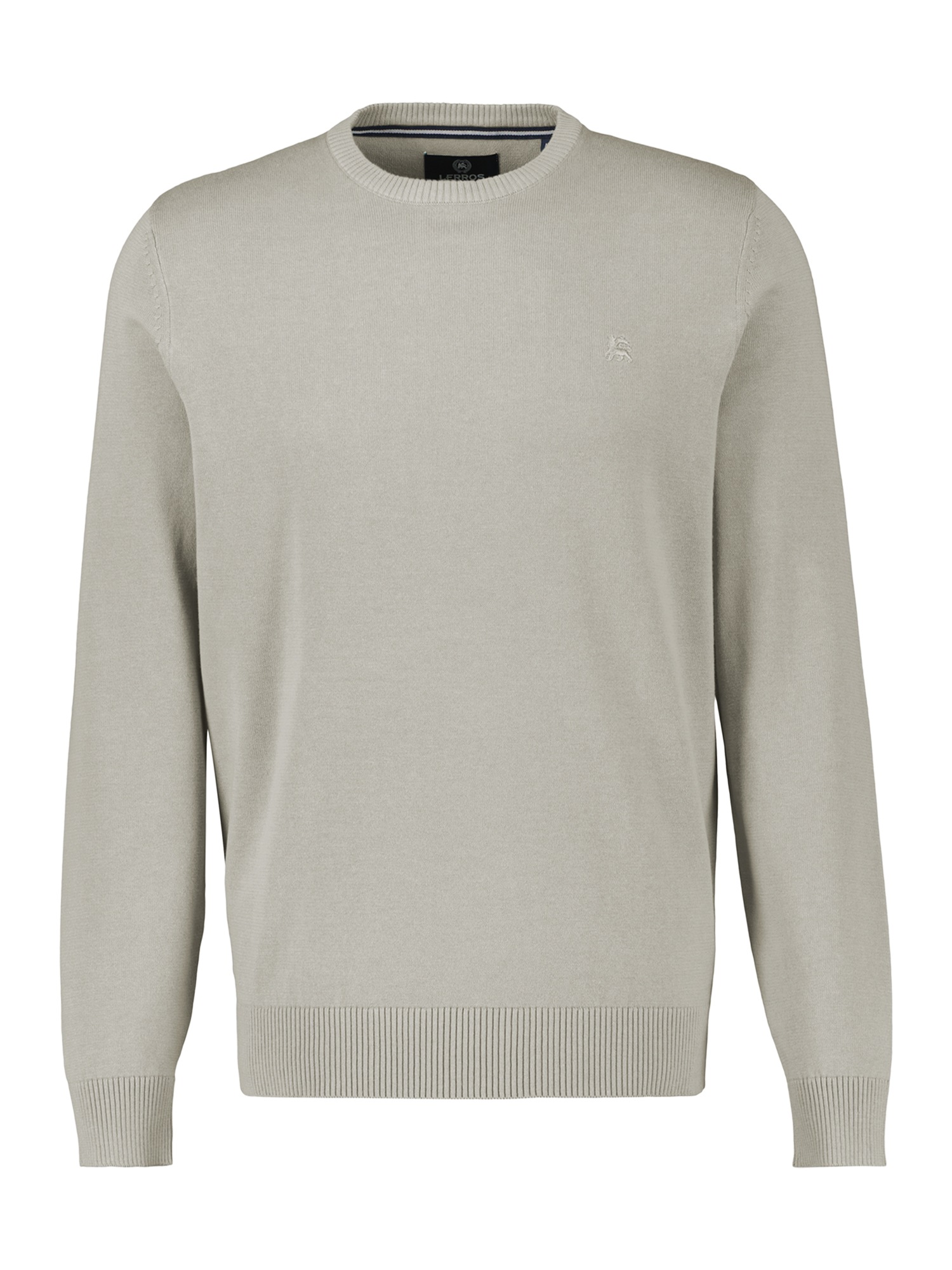 Strickpullover LERROS "Crewneck Strickpullover", Herren, Gr. XL, pearl grau, 100% Baumwolle, Pullover Strickpullover, Weicher Strick-Pullover, Rundhalsausschnitt, lange Ärmel, pflegeleicht