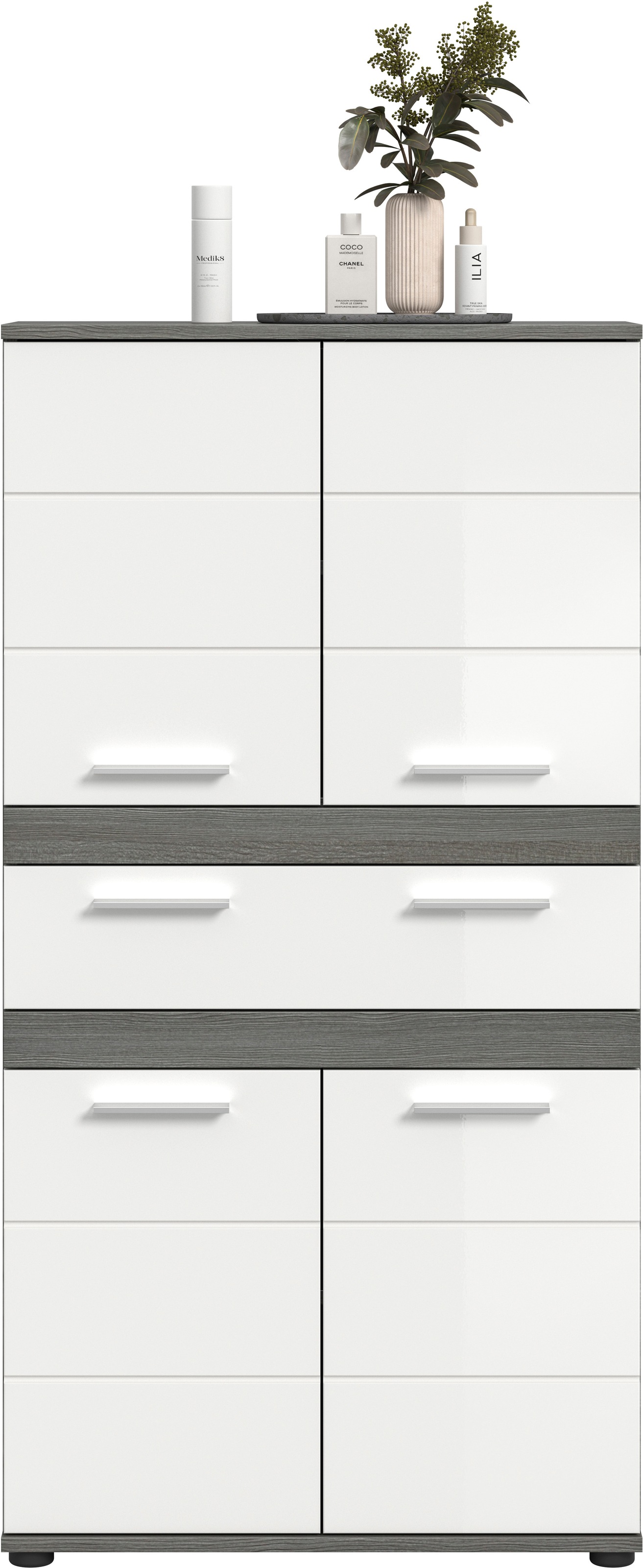 welltime Hochschrank »LUCCA, Höhe 137cm, 4 Türen, 1 Schubkasten, 4 Fächer« Badschrank, Badmöbel, Badezimmer, Universalschrank, Mehrzweckschrank