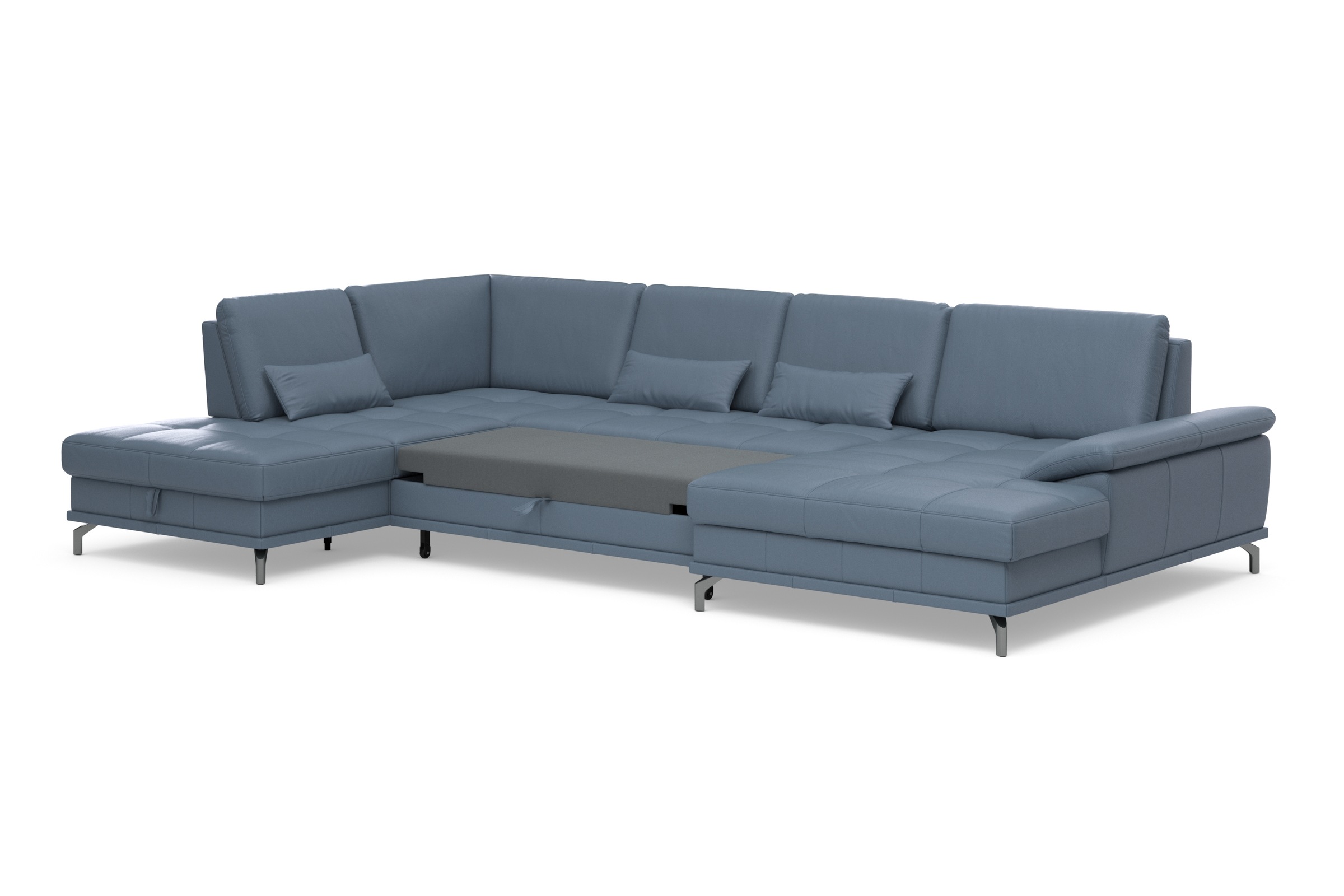 Places of Style Wohnlandschaft »Costello U-Form, mit Sitztiefenverstellung, Armteilverstellung und«, 3 Nierenkissen, optional Bettfunktion und Bettkasten